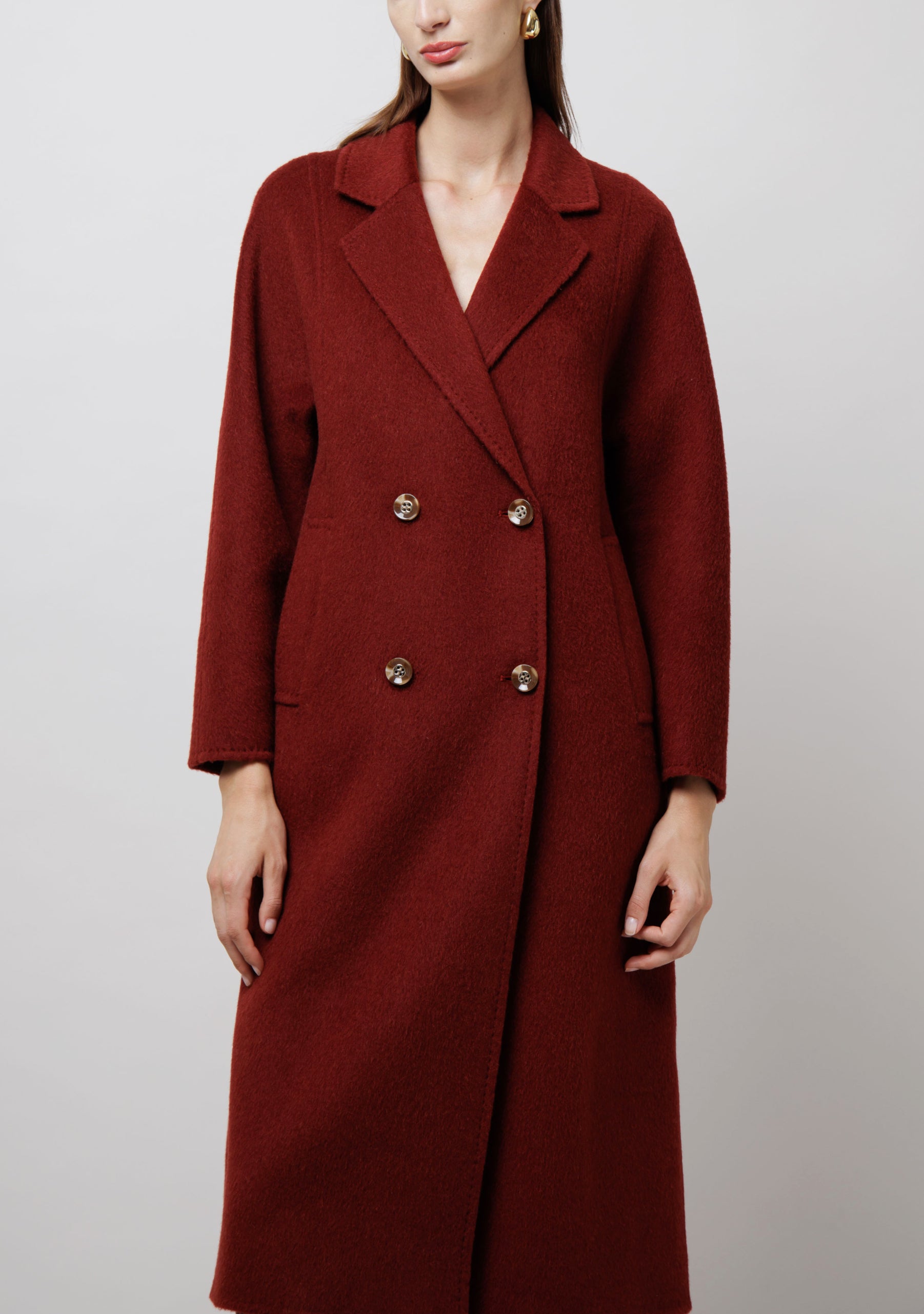 Double Breasted Camel Coat in Red image 2