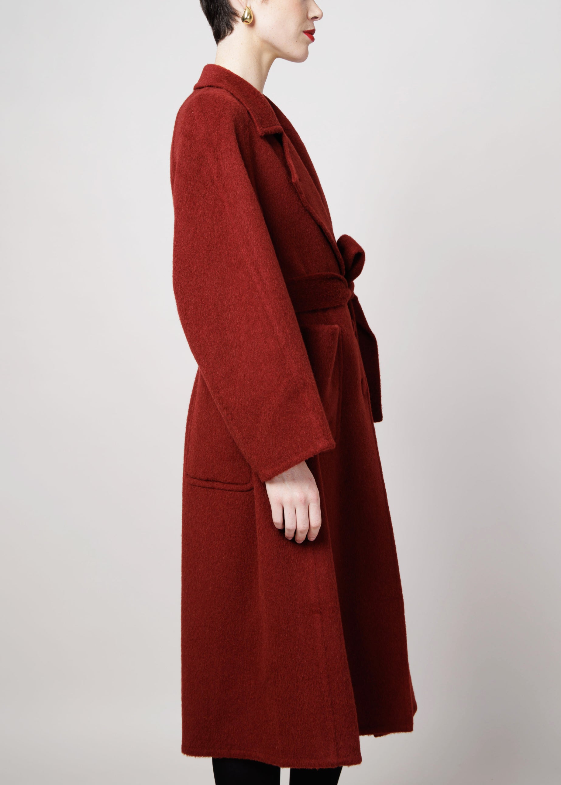 Single Breasted Camel Coat in Red image 2