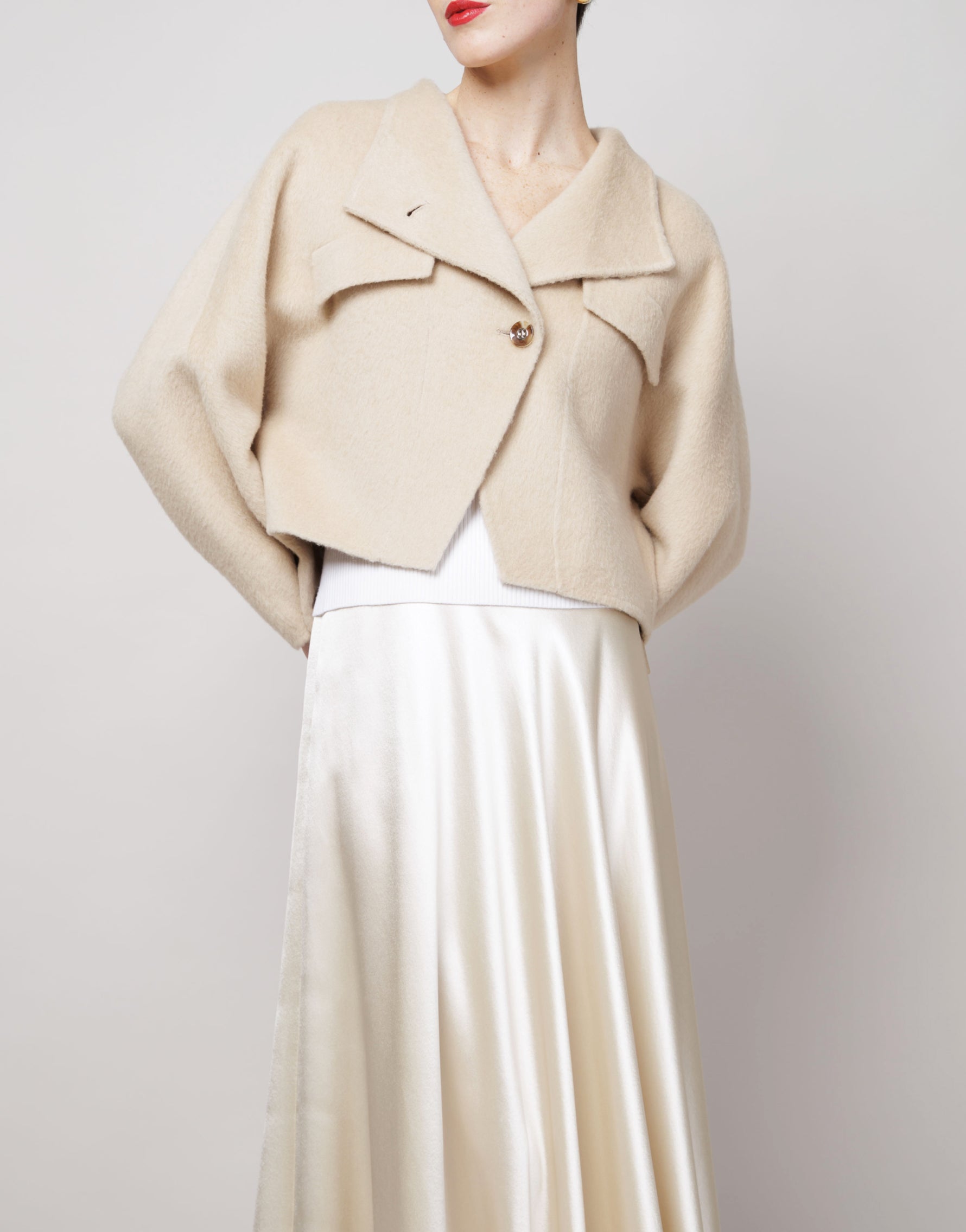 Bomber Camel Coat in White image 1