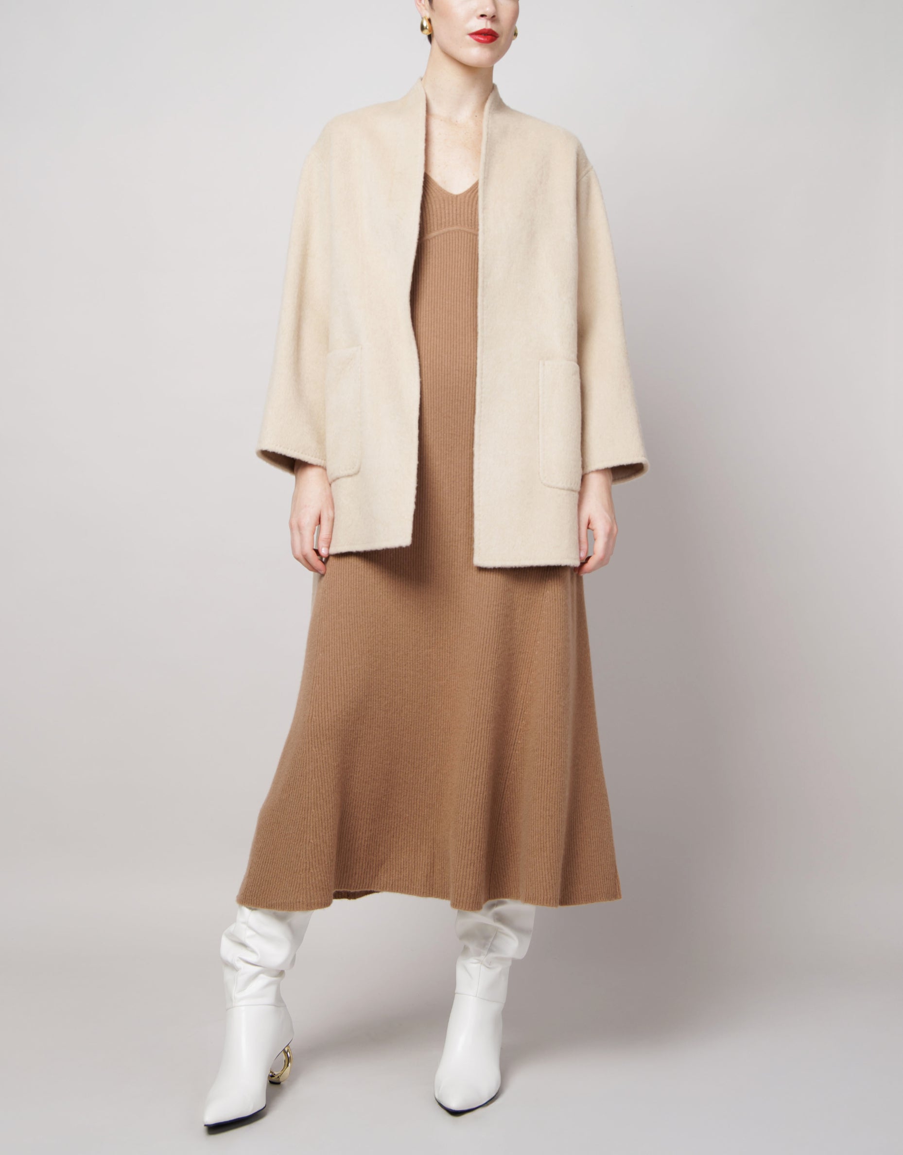 Belt Up Midi Coat in White image 0
