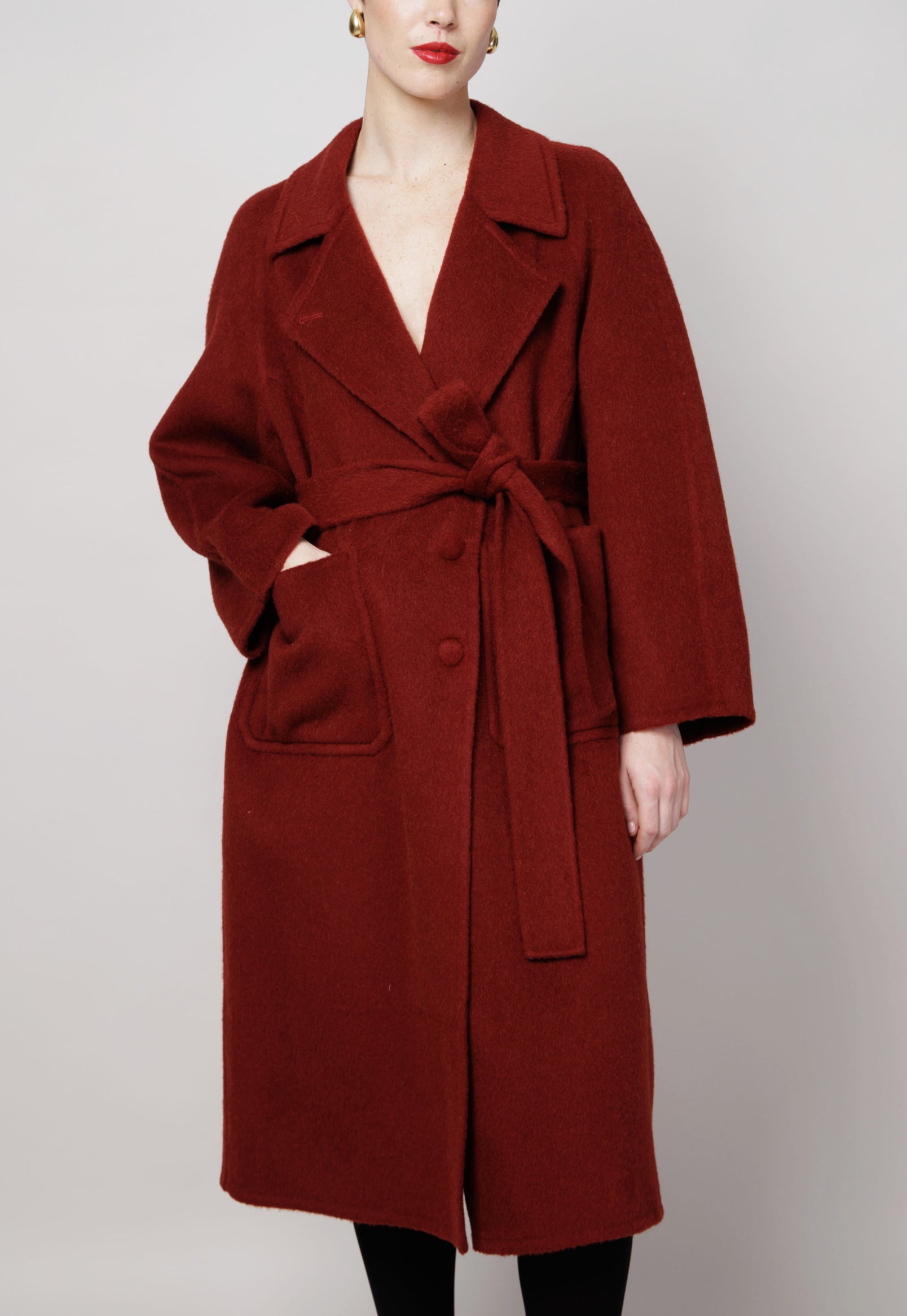 Single Breasted Camel Coat in Red image 0