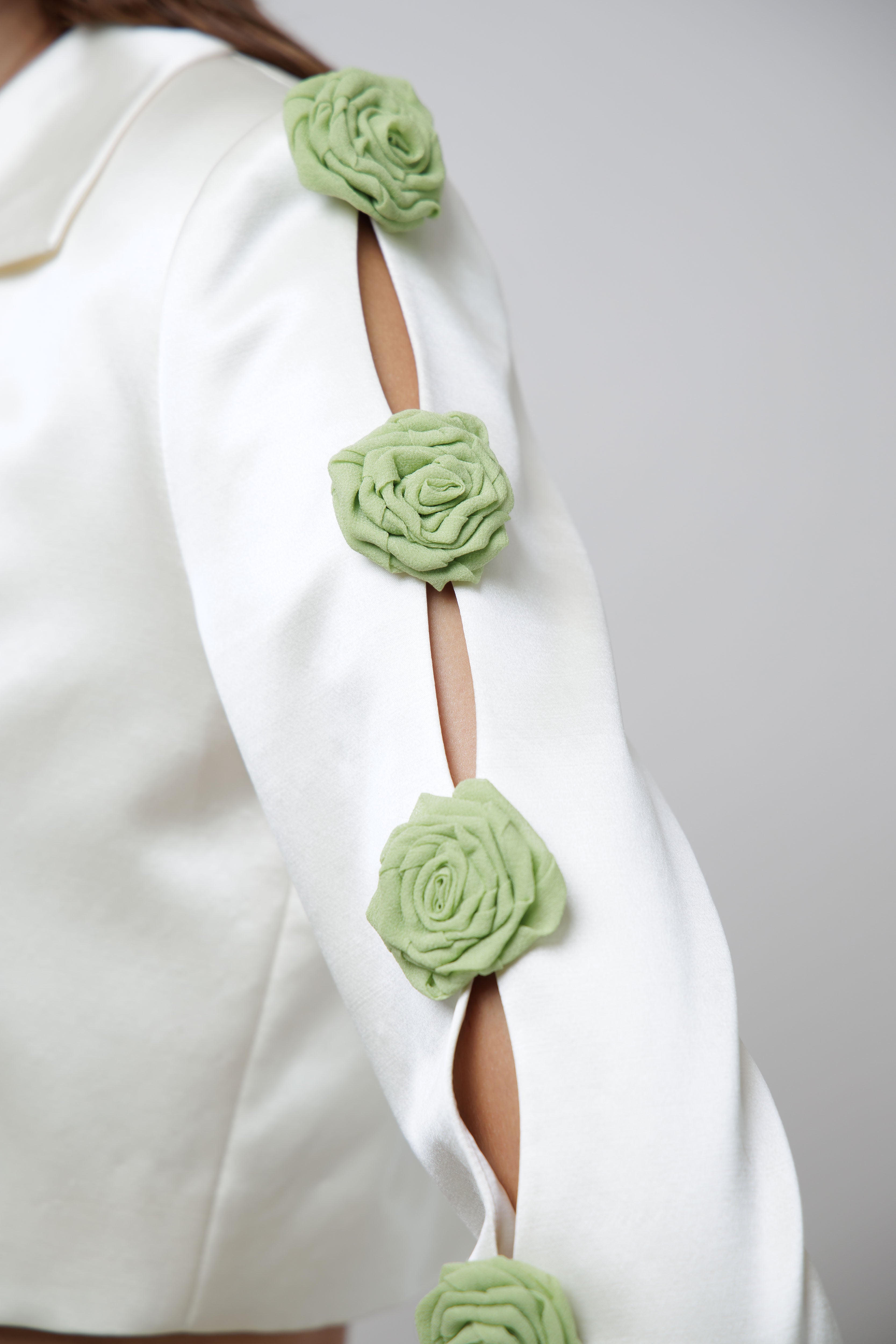 Silk Rose Sleeved Cropped Blazer image 3