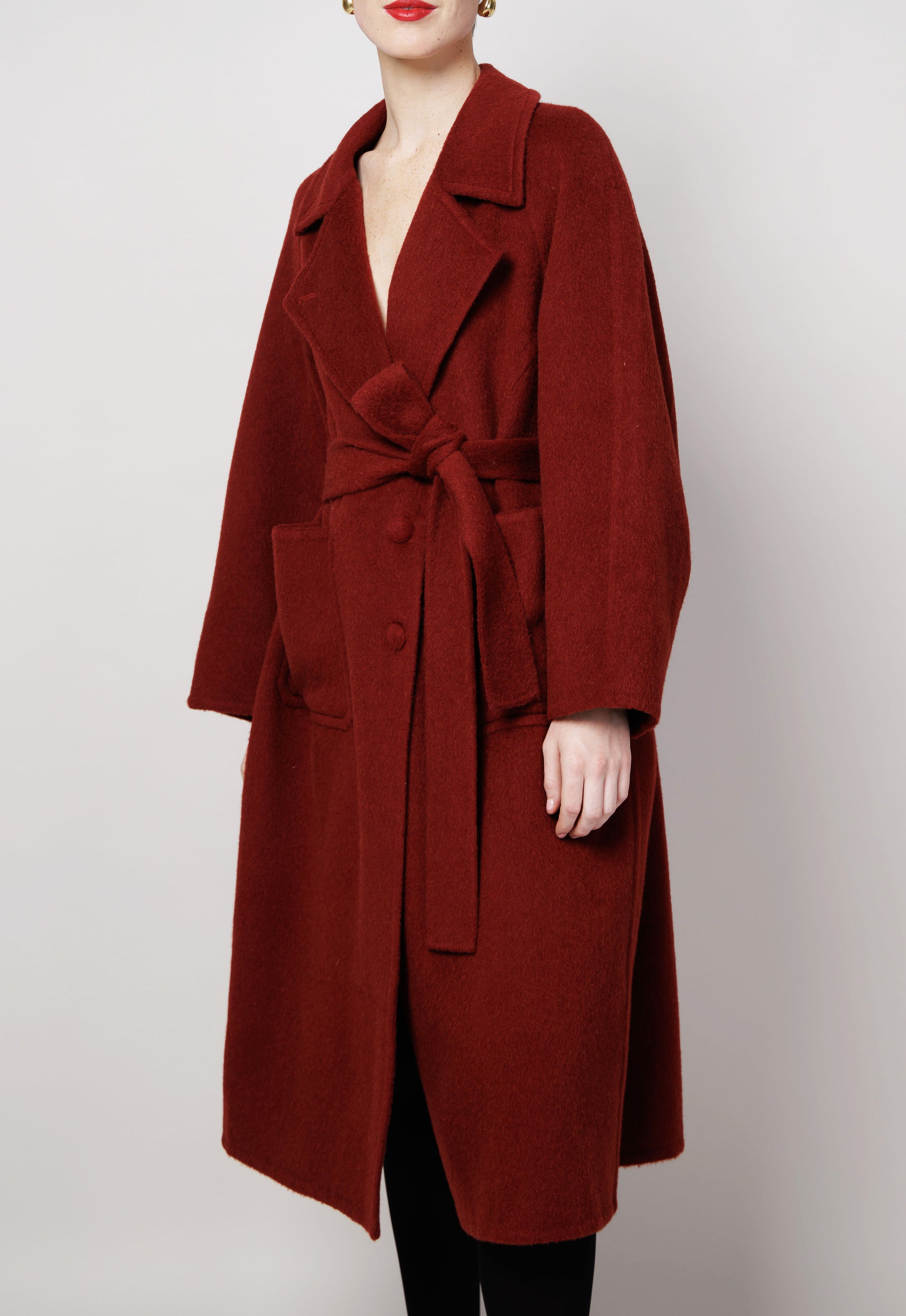 Single Breasted Camel Coat in Red image 1