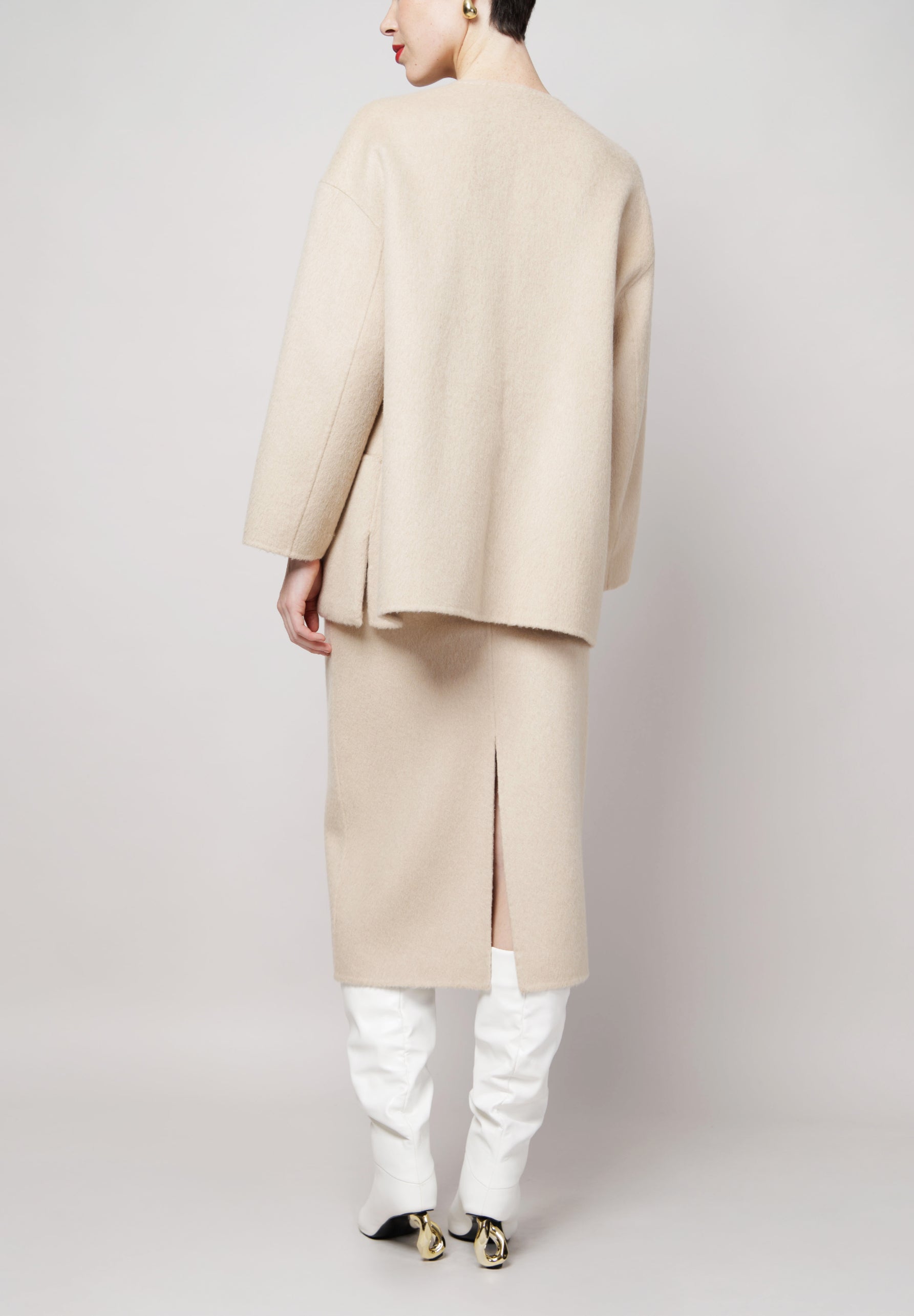 Statement Pocket Camel Coat in White image 4