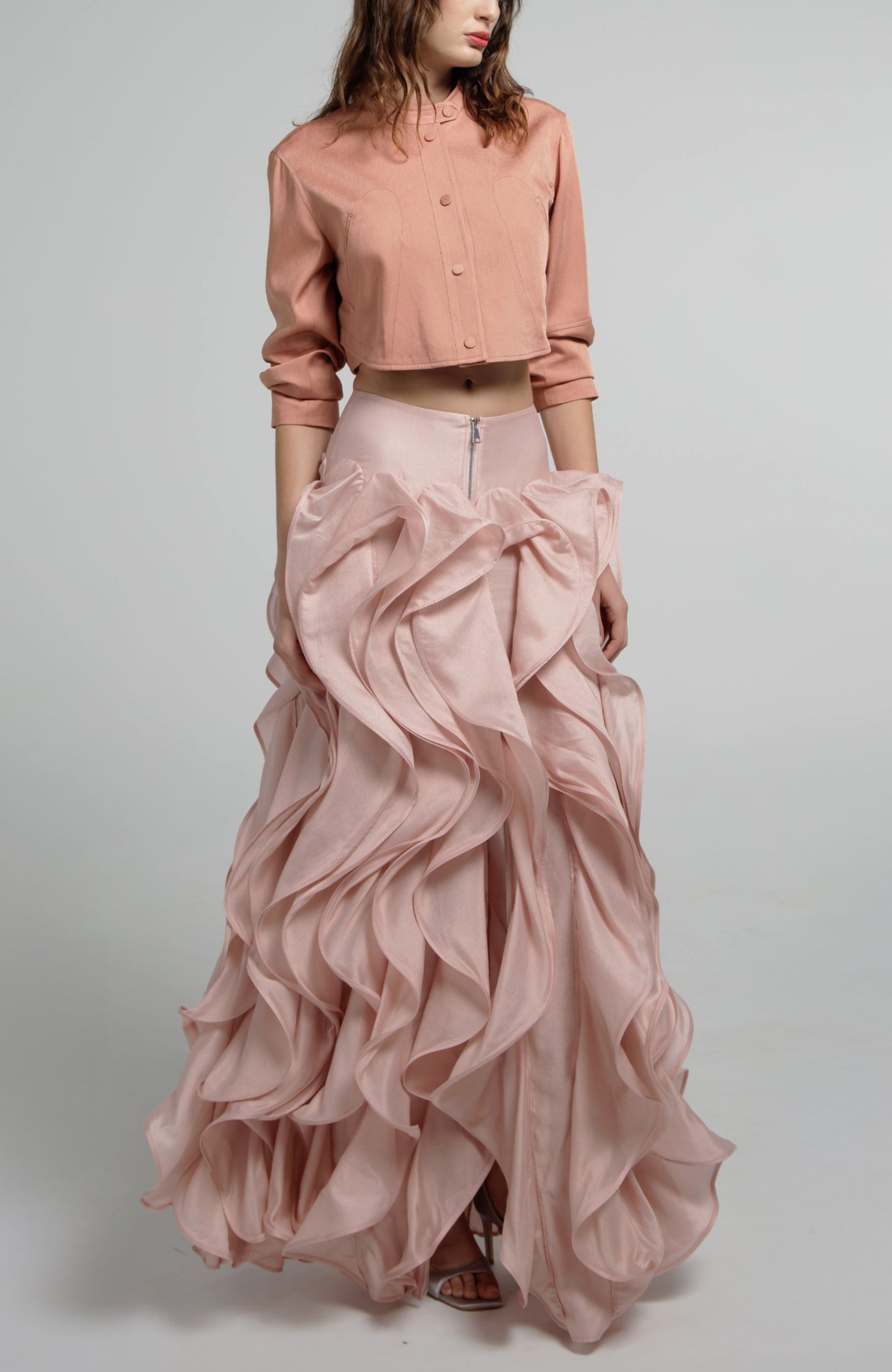 Pink Draped Sculptural Skirt