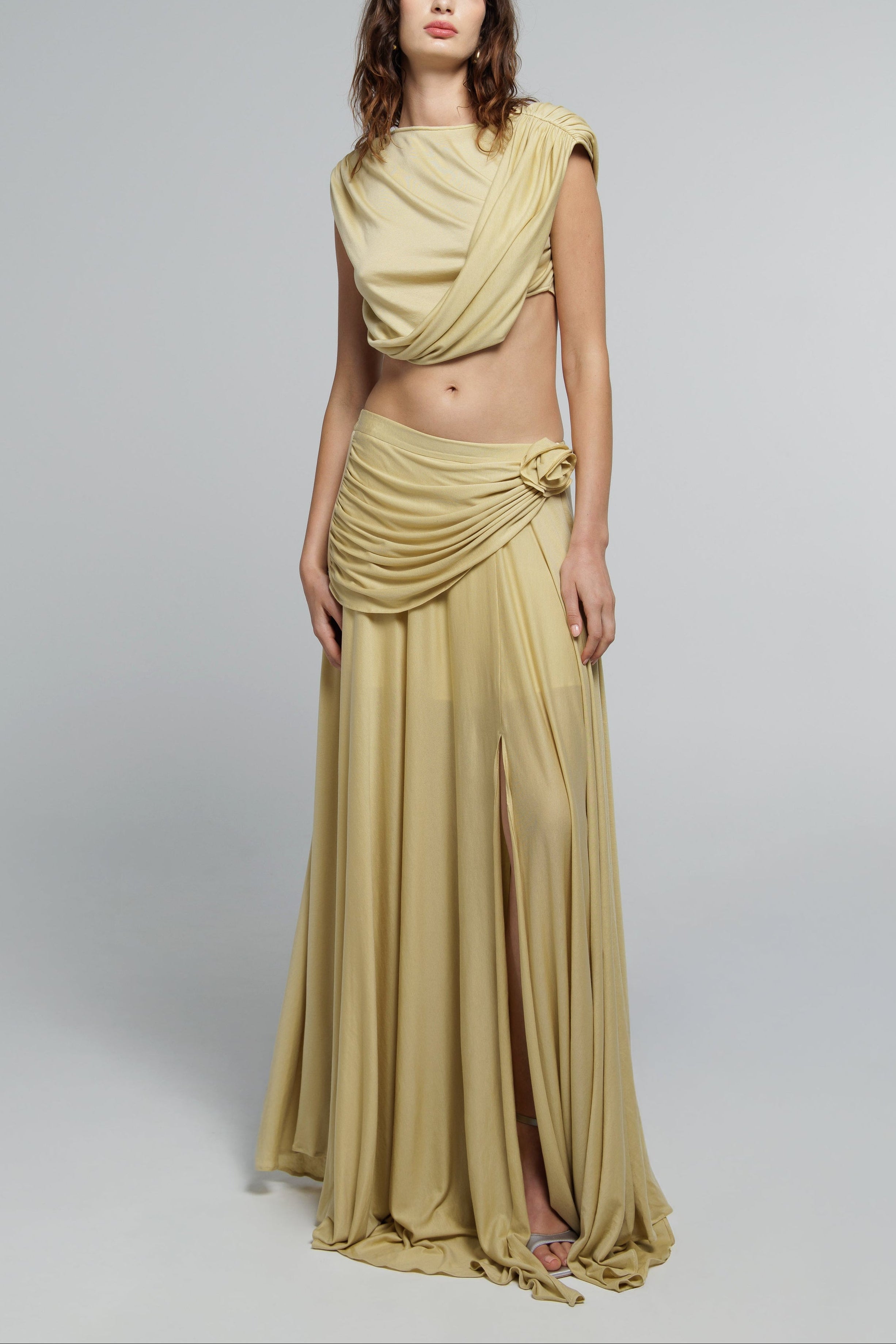 Draped Rose Maxi Skirt