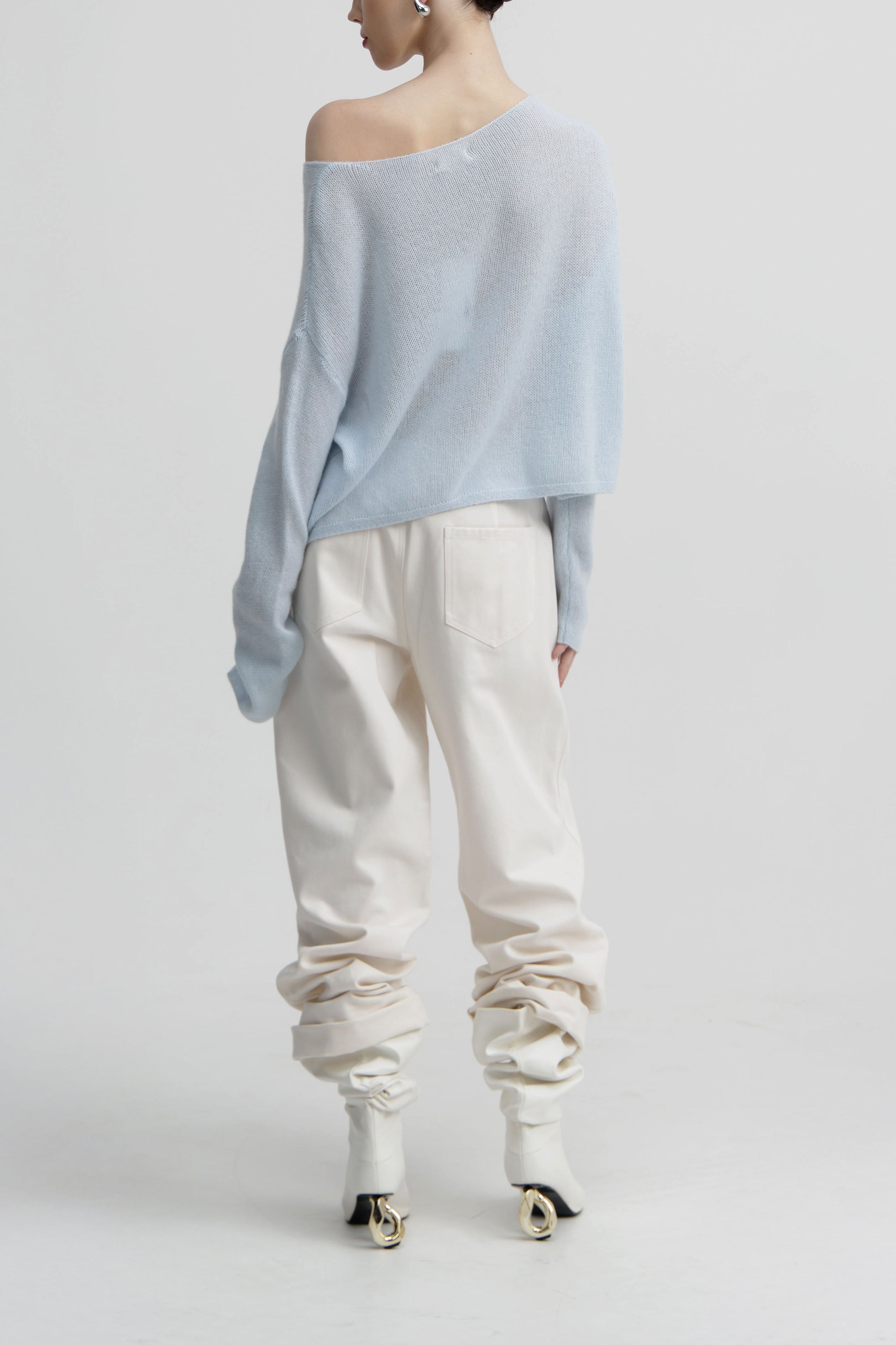 Pale Iris Slouched Embroidered Knit