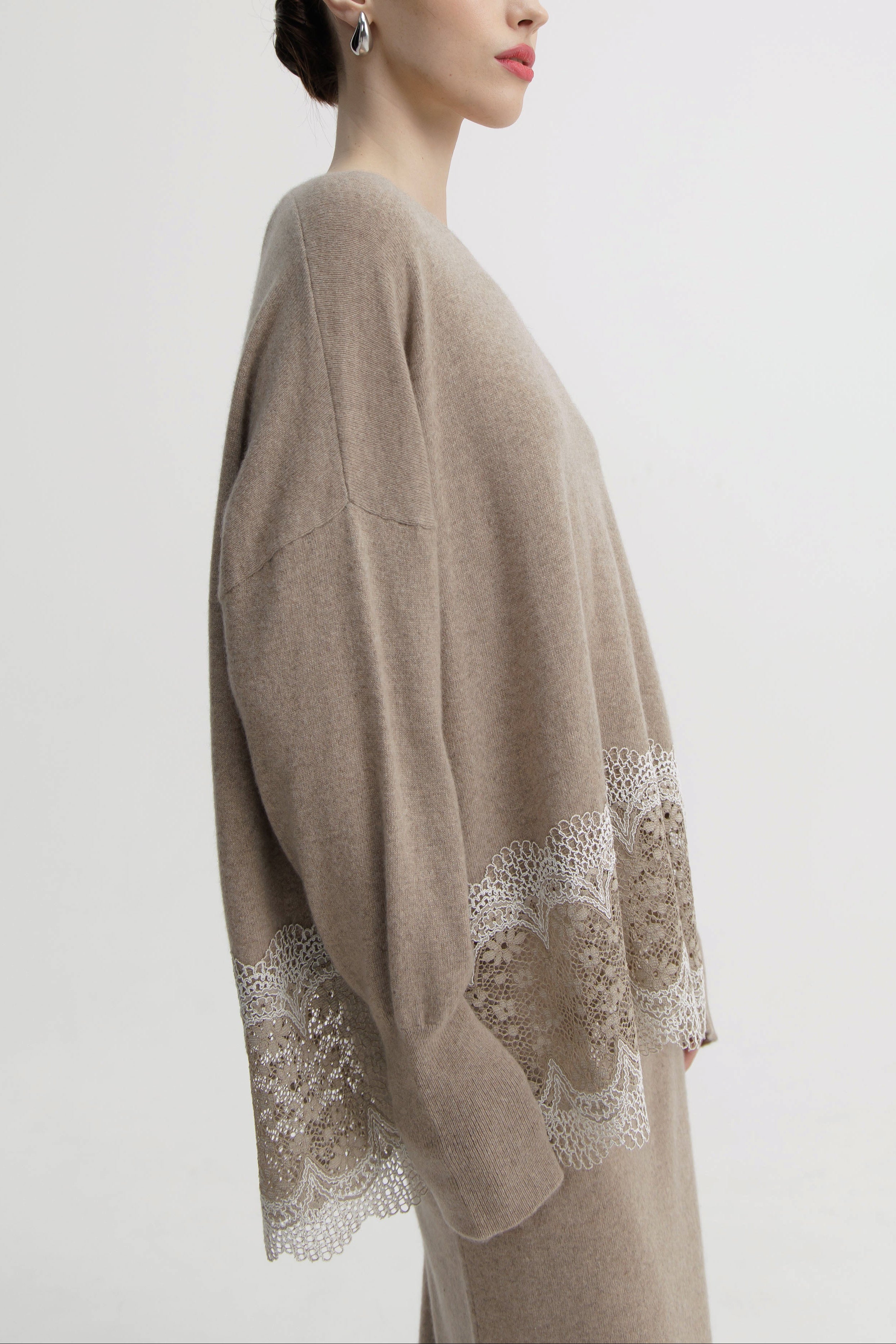 Warm Oat Ornate Lace Knit