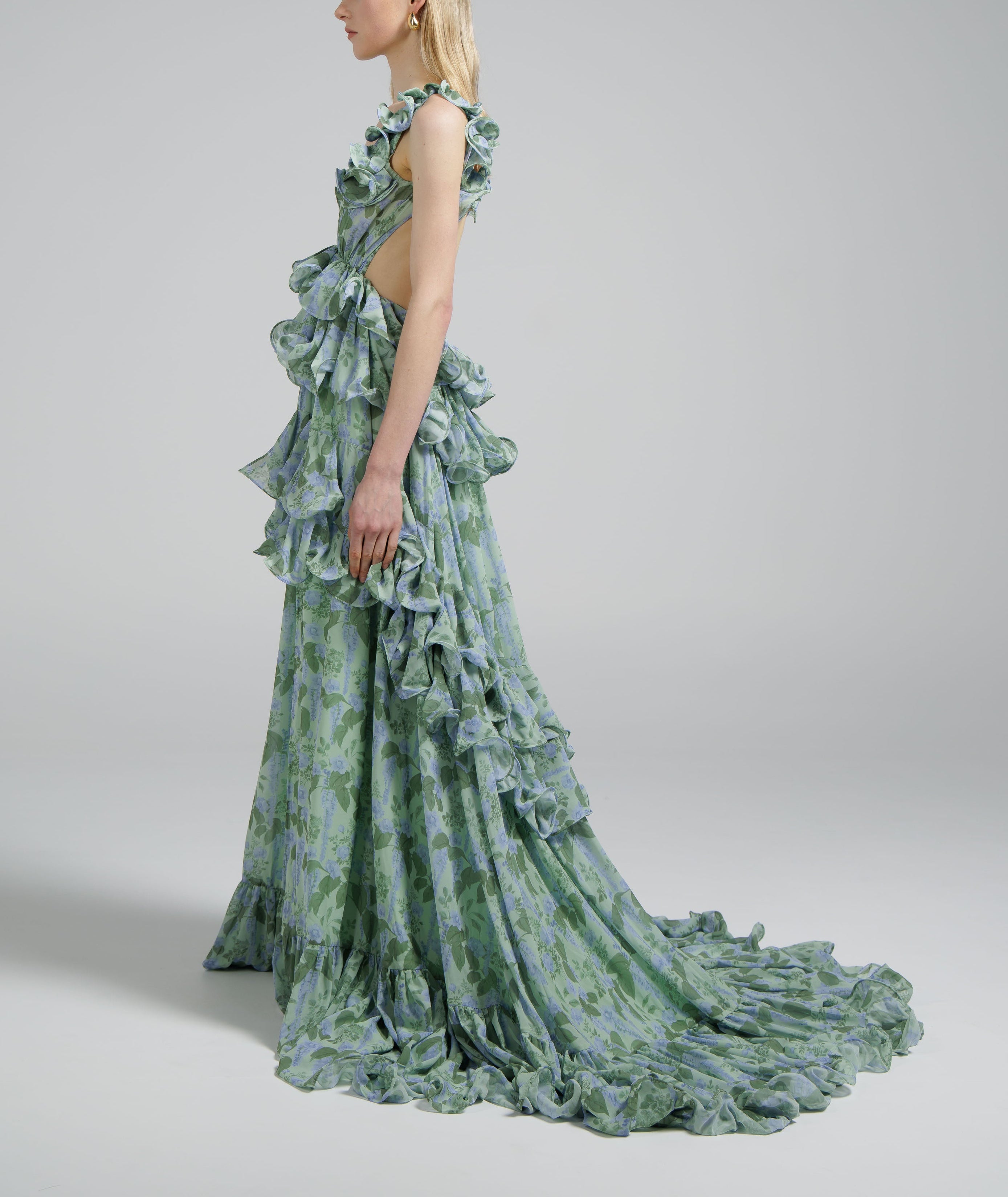Floral Print Drift Plunge Gown