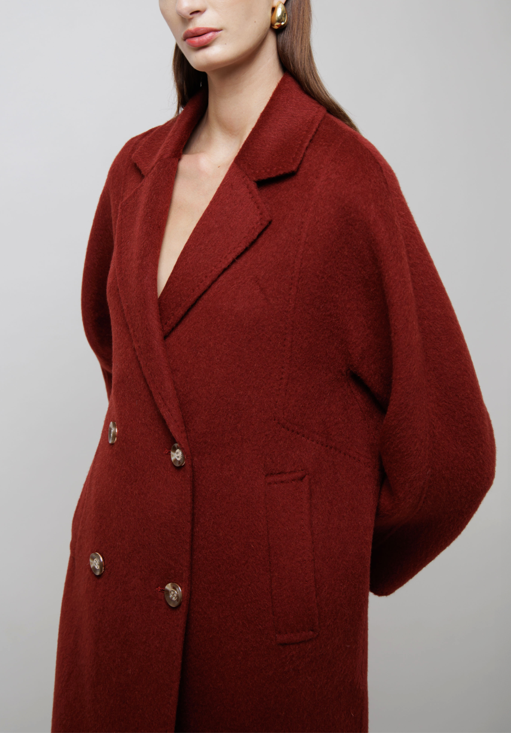 Double Breasted Camel Coat in Red image 1