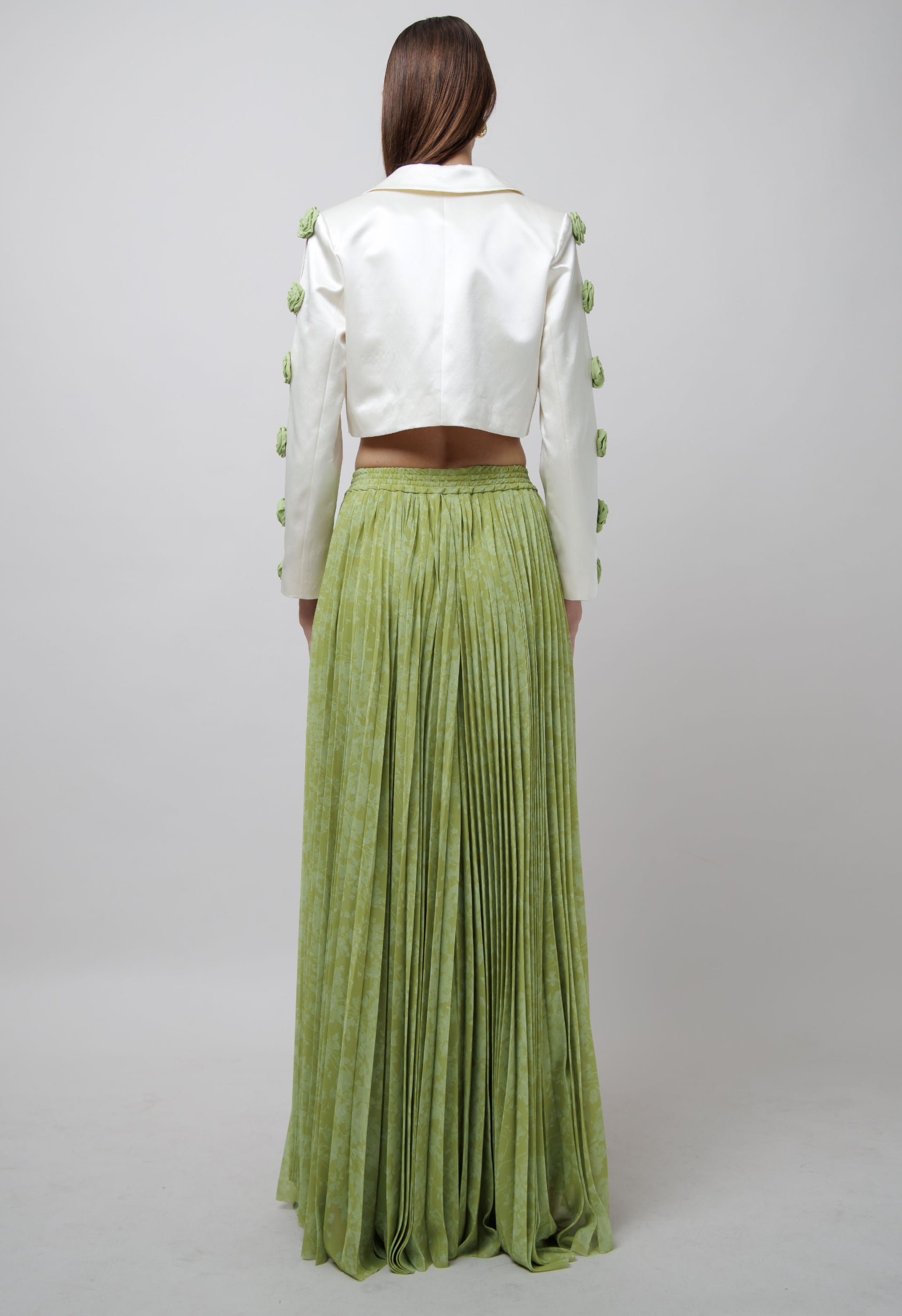 Silk Rose Sleeved Cropped Blazer image 4