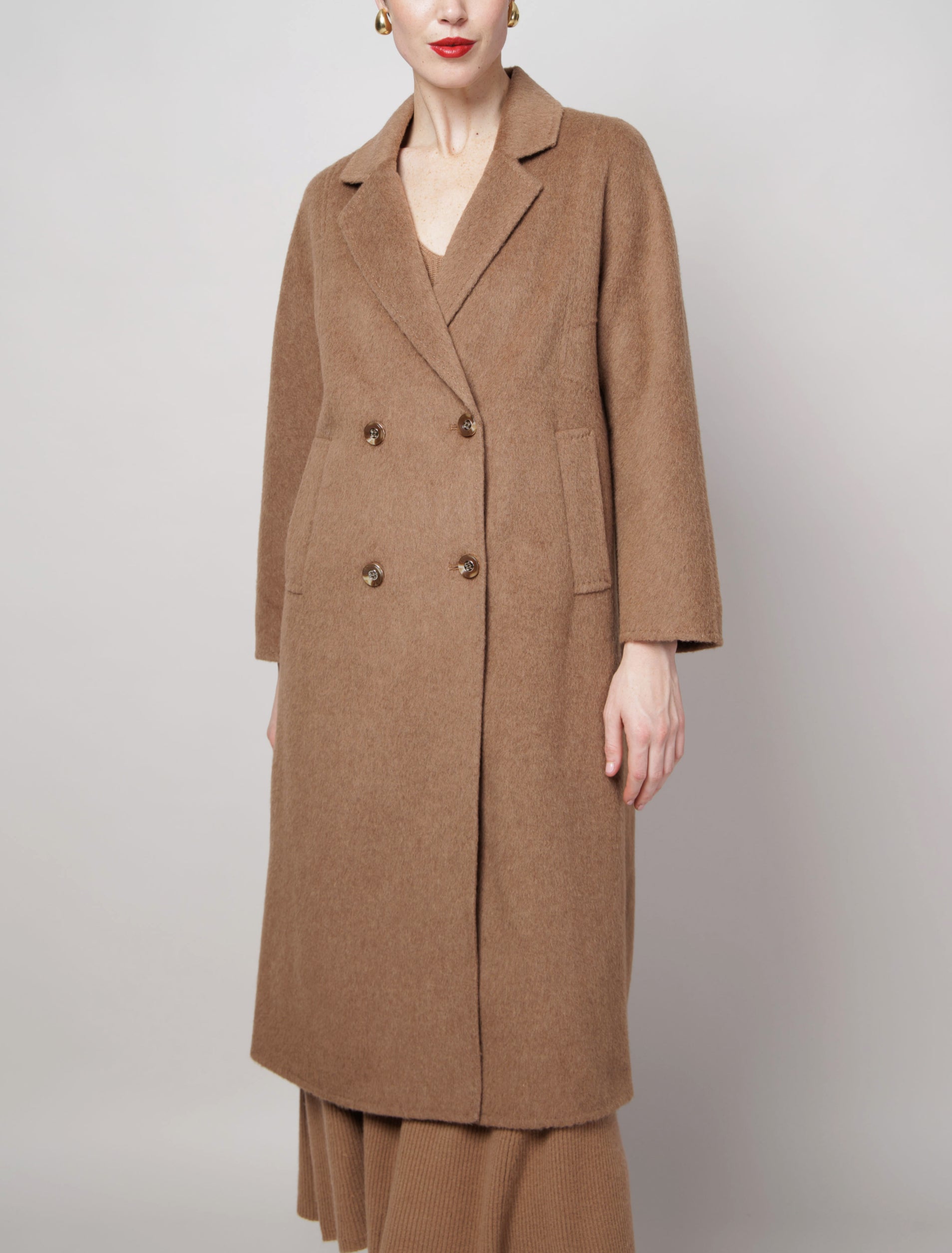 Double Breasted Camel Coat in Brown image 0