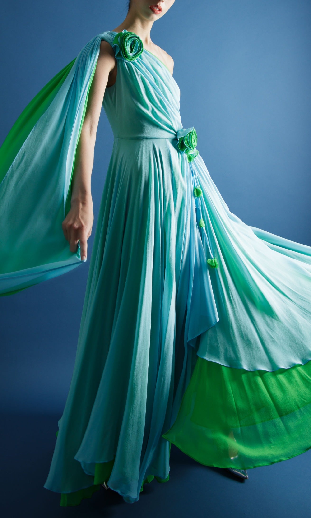 Asymmetrical Gathered Silk Dress image 3