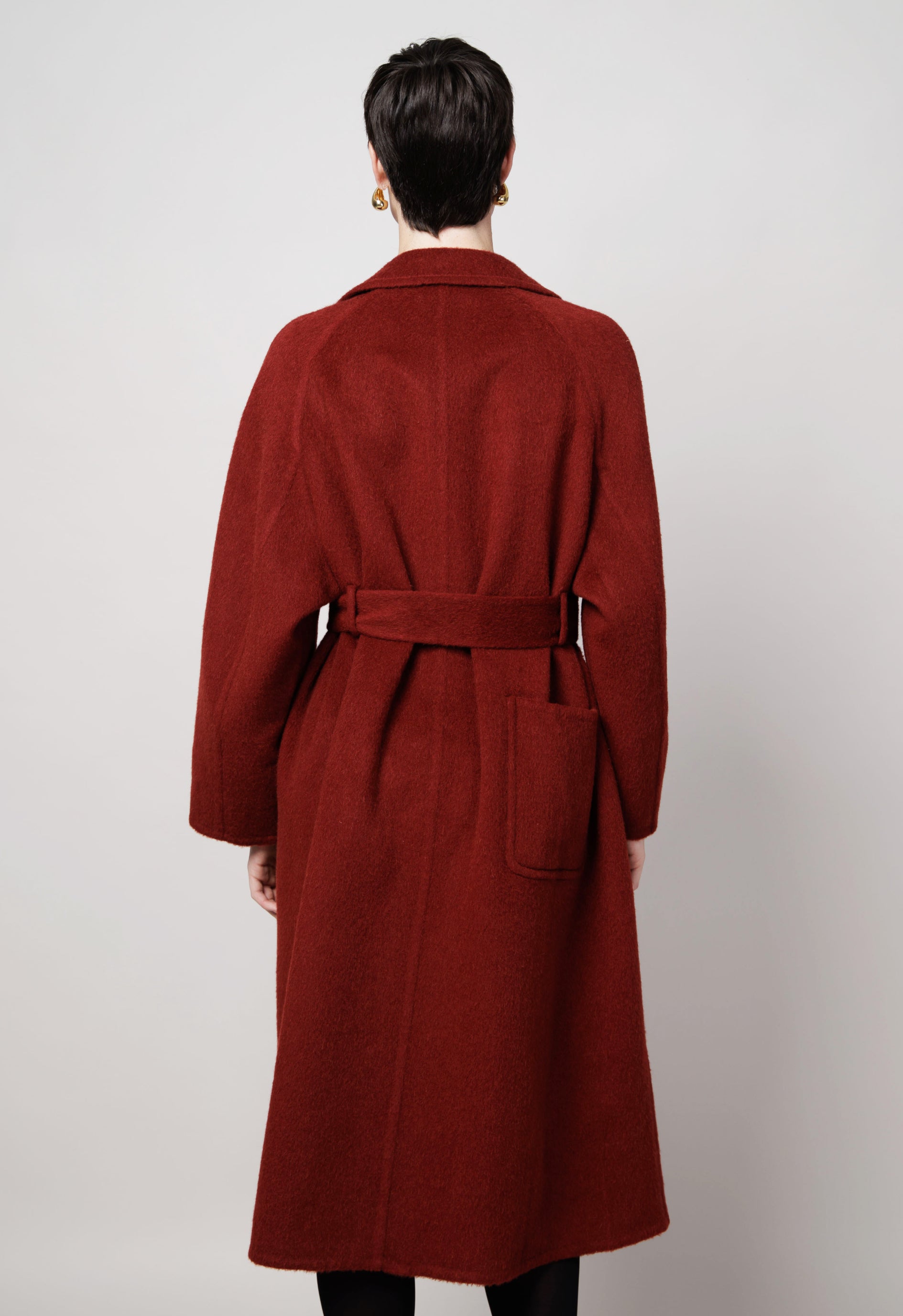 Single Breasted Camel Coat in Red image 3
