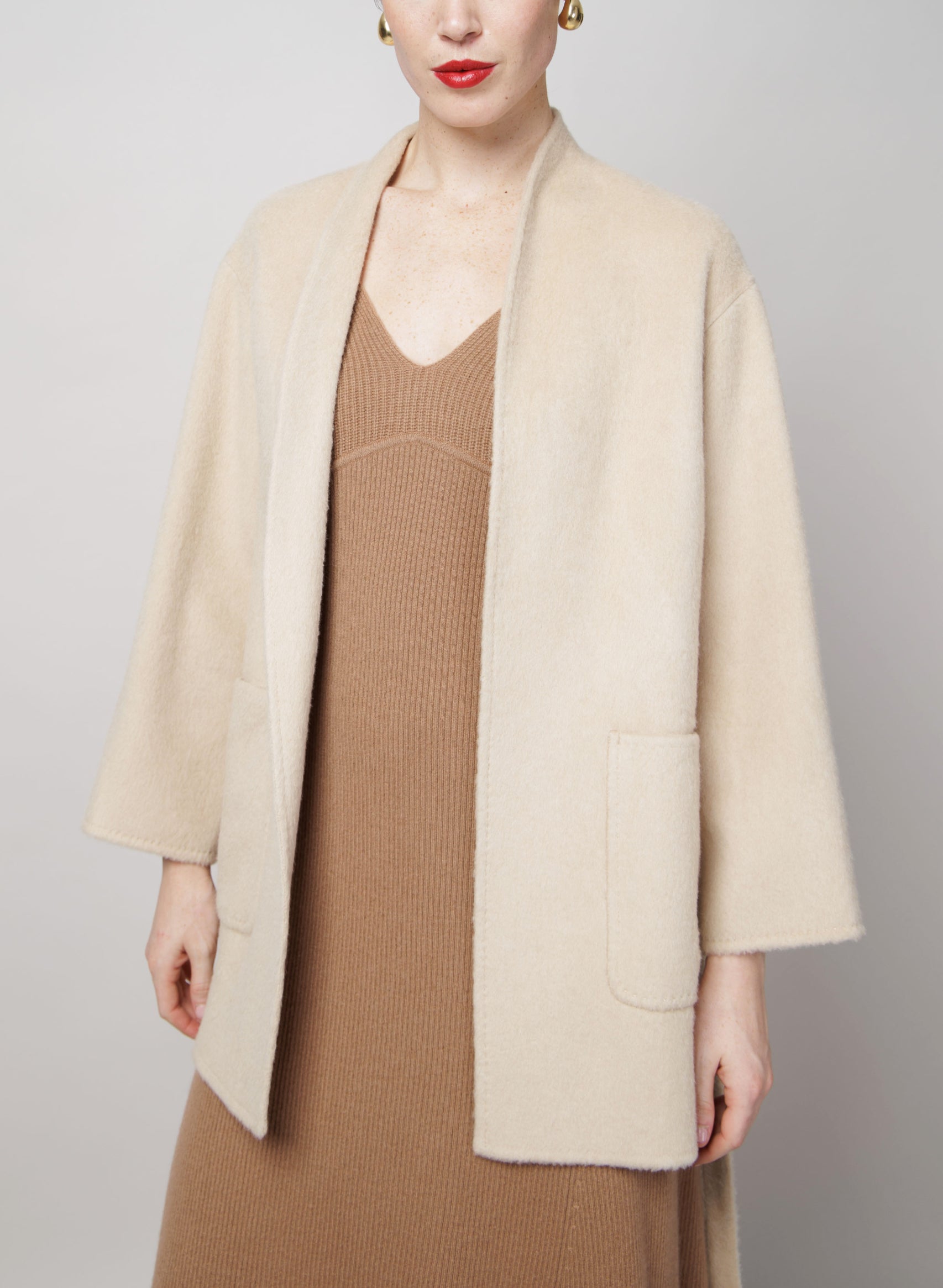 Belt Up Midi Coat in White image 2