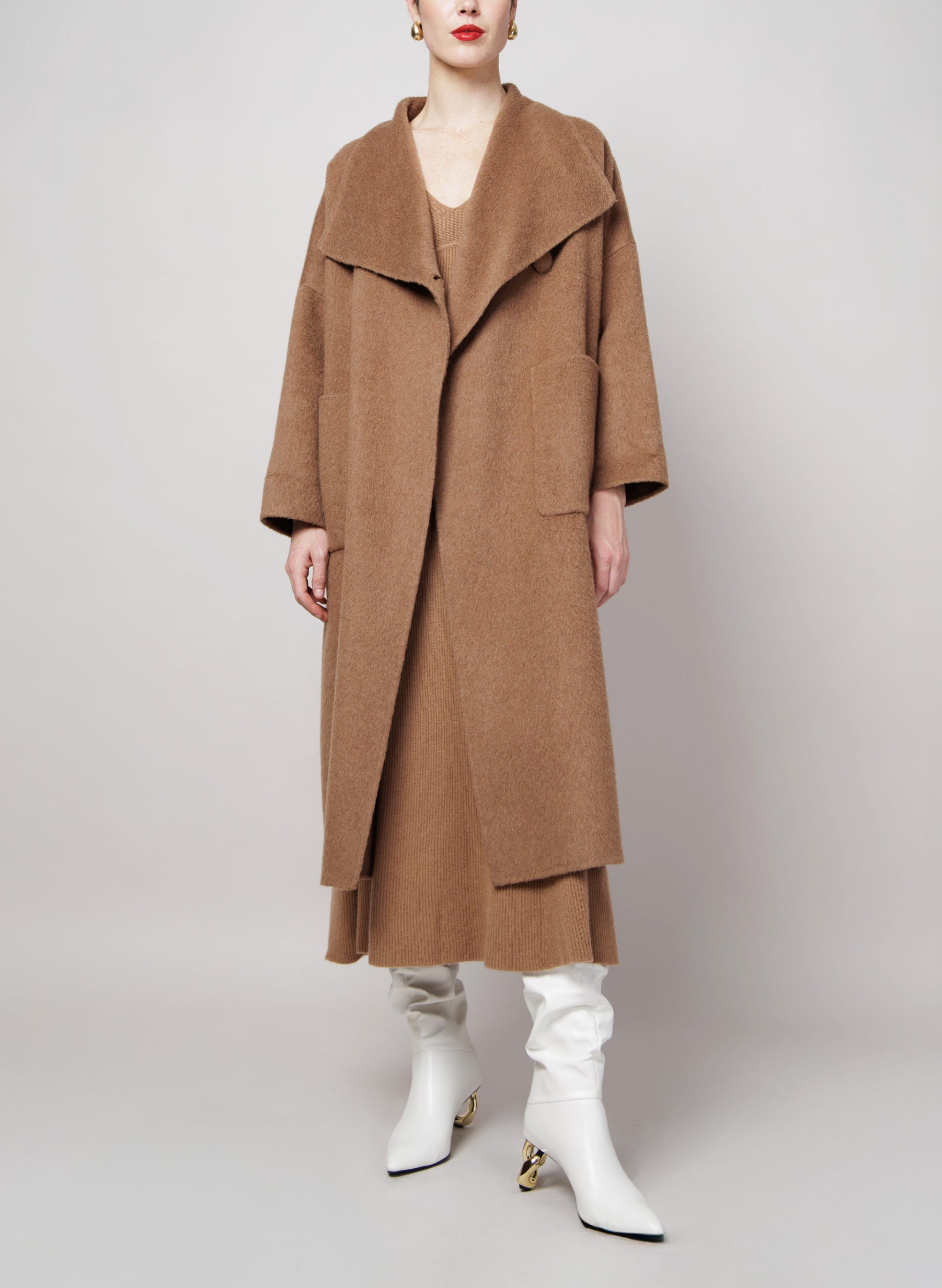 Oversized Pockets Camel Coat image 2