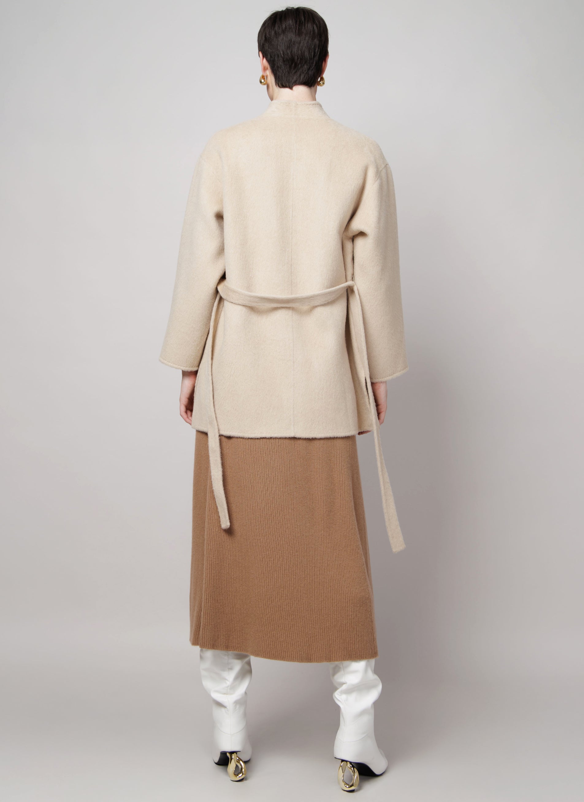 Belt Up Midi Coat in White image 3