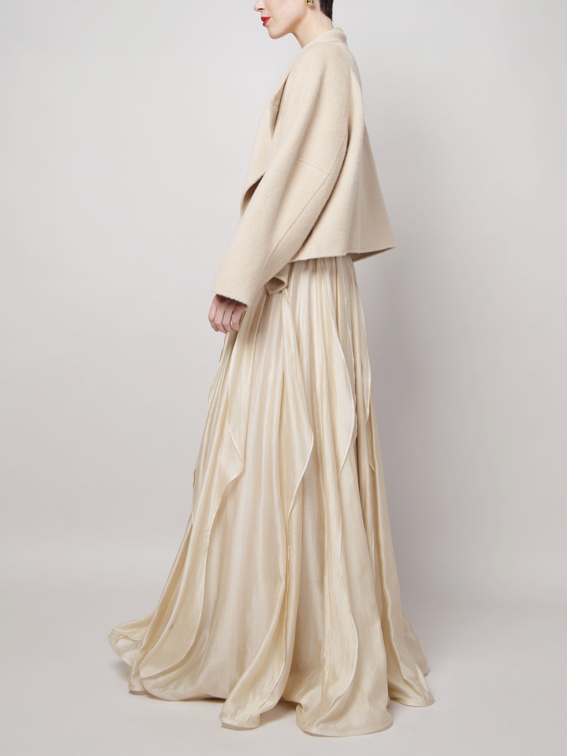 Cropped Camel Coat in White image 2