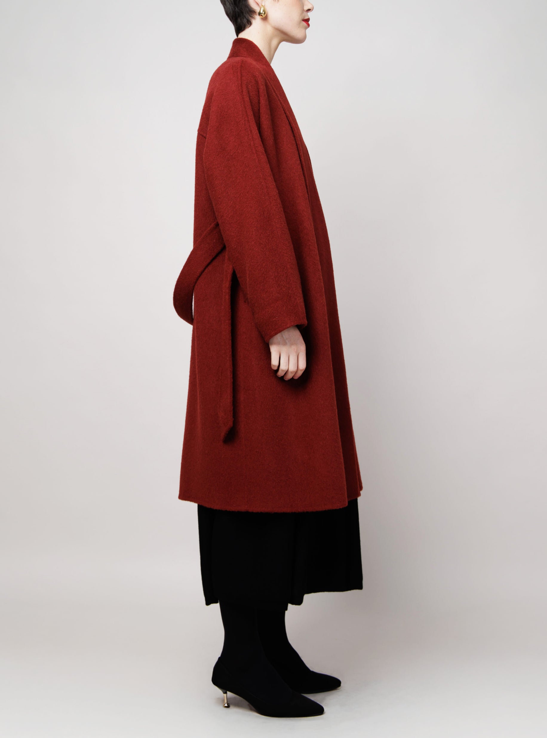 A-Line Camel Coat in Red image 2