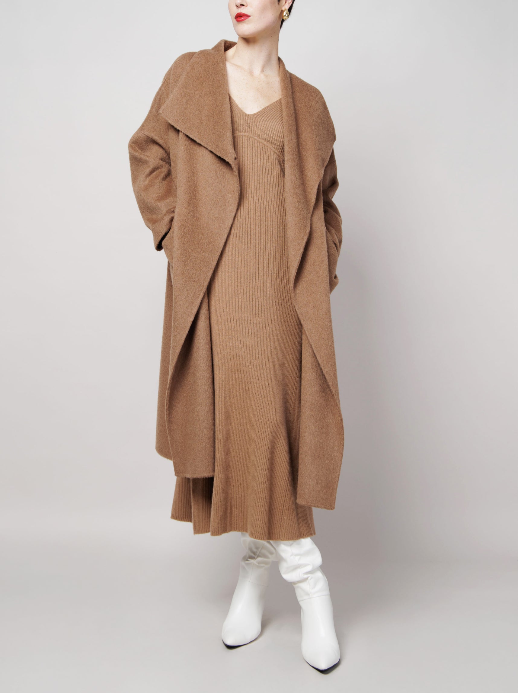 Oversized Pockets Camel Coat image 0