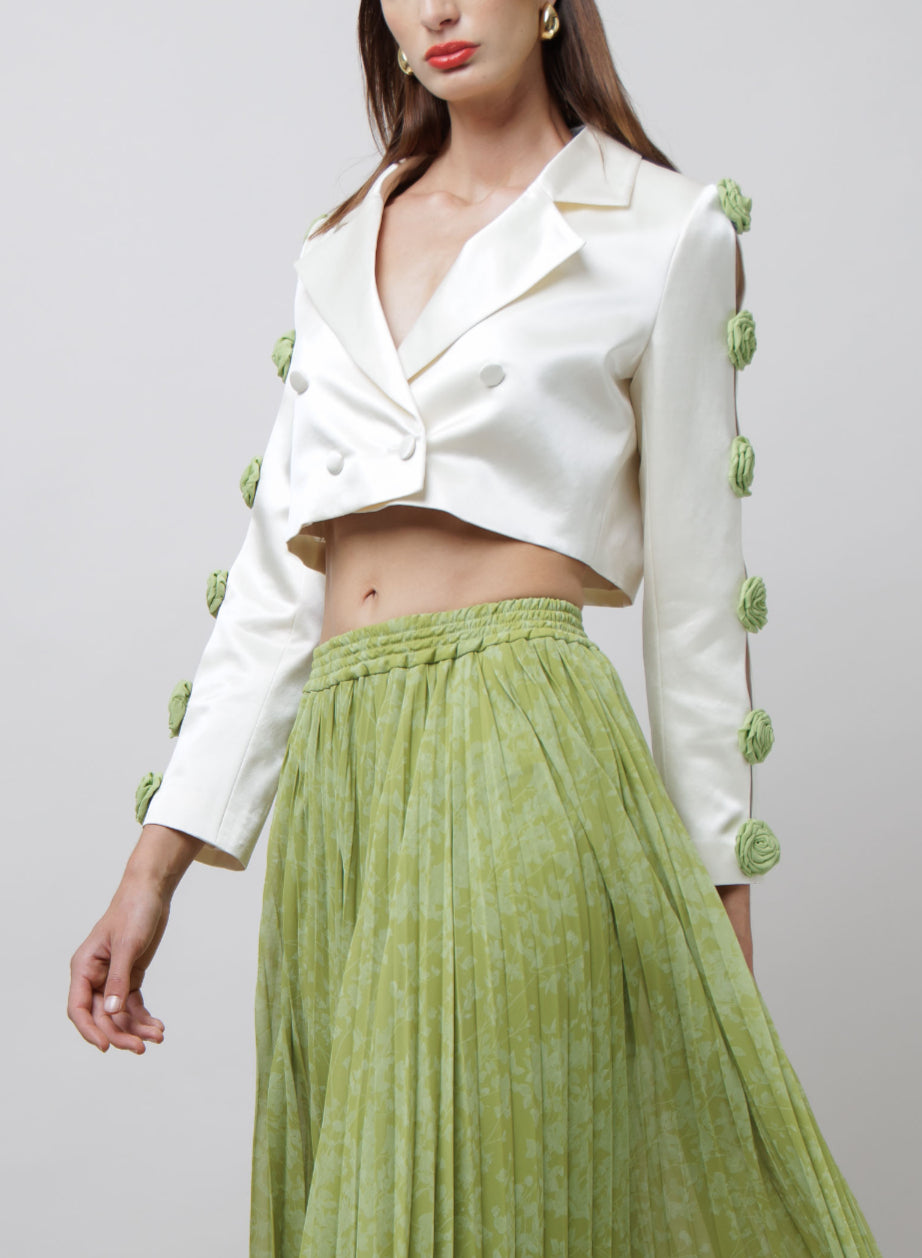 Silk Rose Sleeved Cropped Blazer image 2