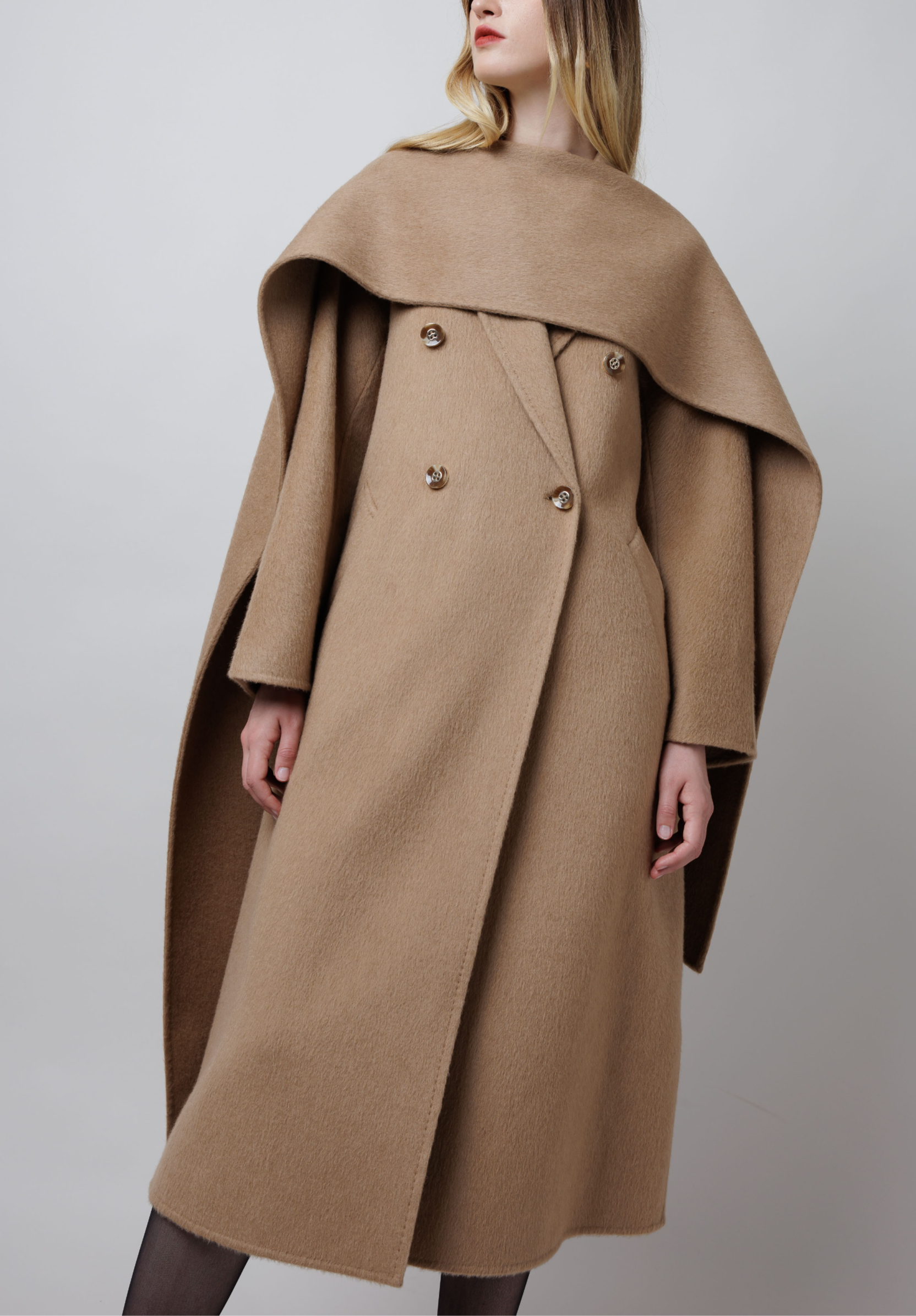 A-Line Camel Coat With Belt image 1