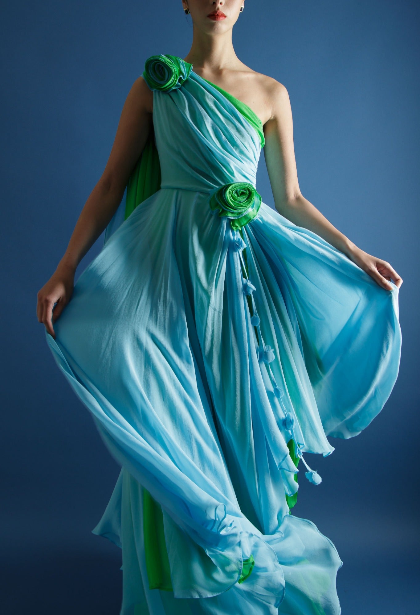 Asymmetrical Gathered Silk Dress image 2