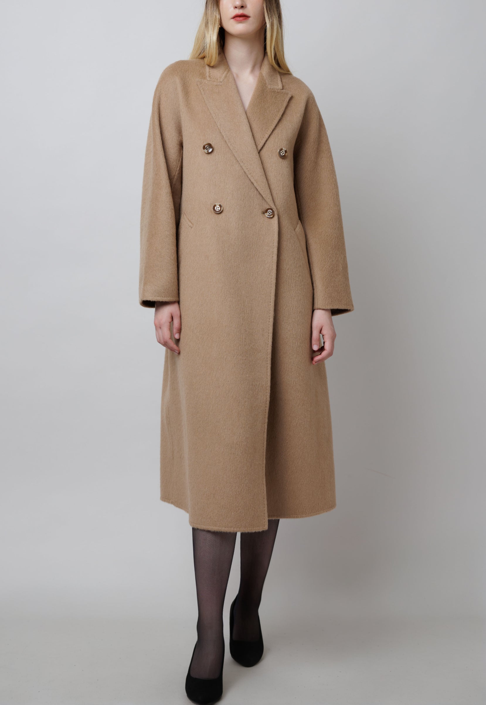 A-Line Camel Coat With Belt image 0