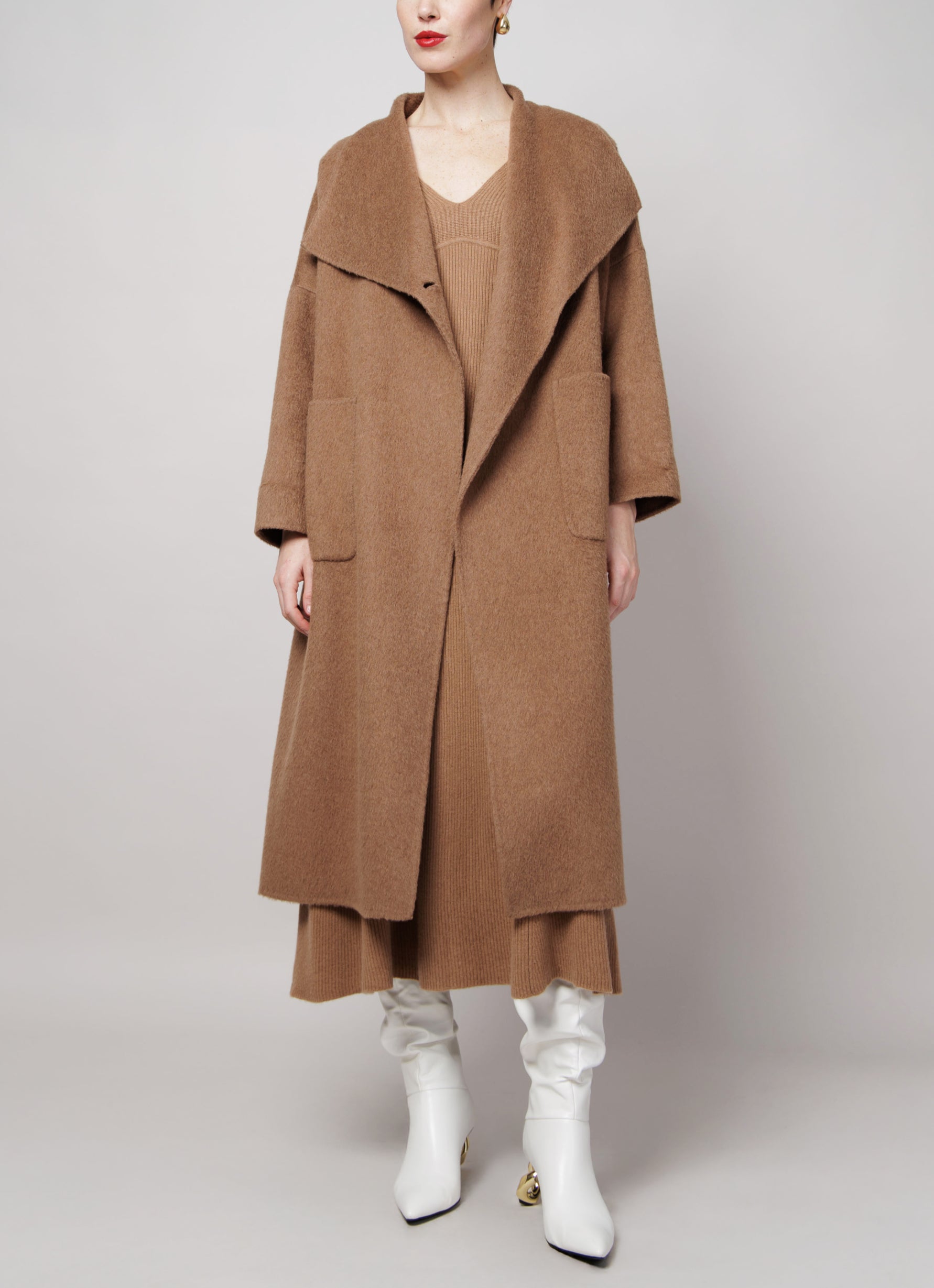 Oversized Pockets Camel Coat image 1