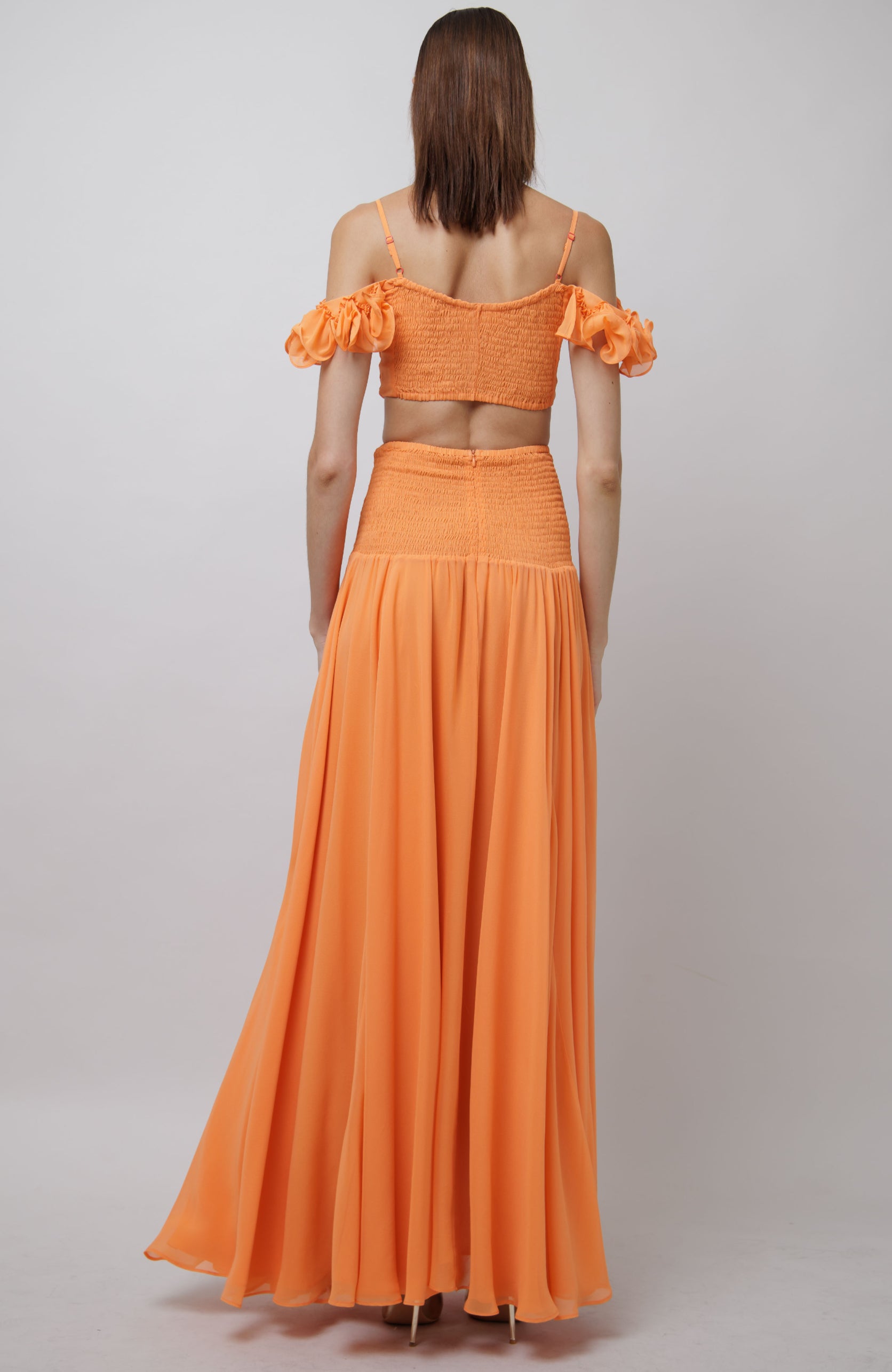 Silk draped sleeve cut-out maxi dress image 3