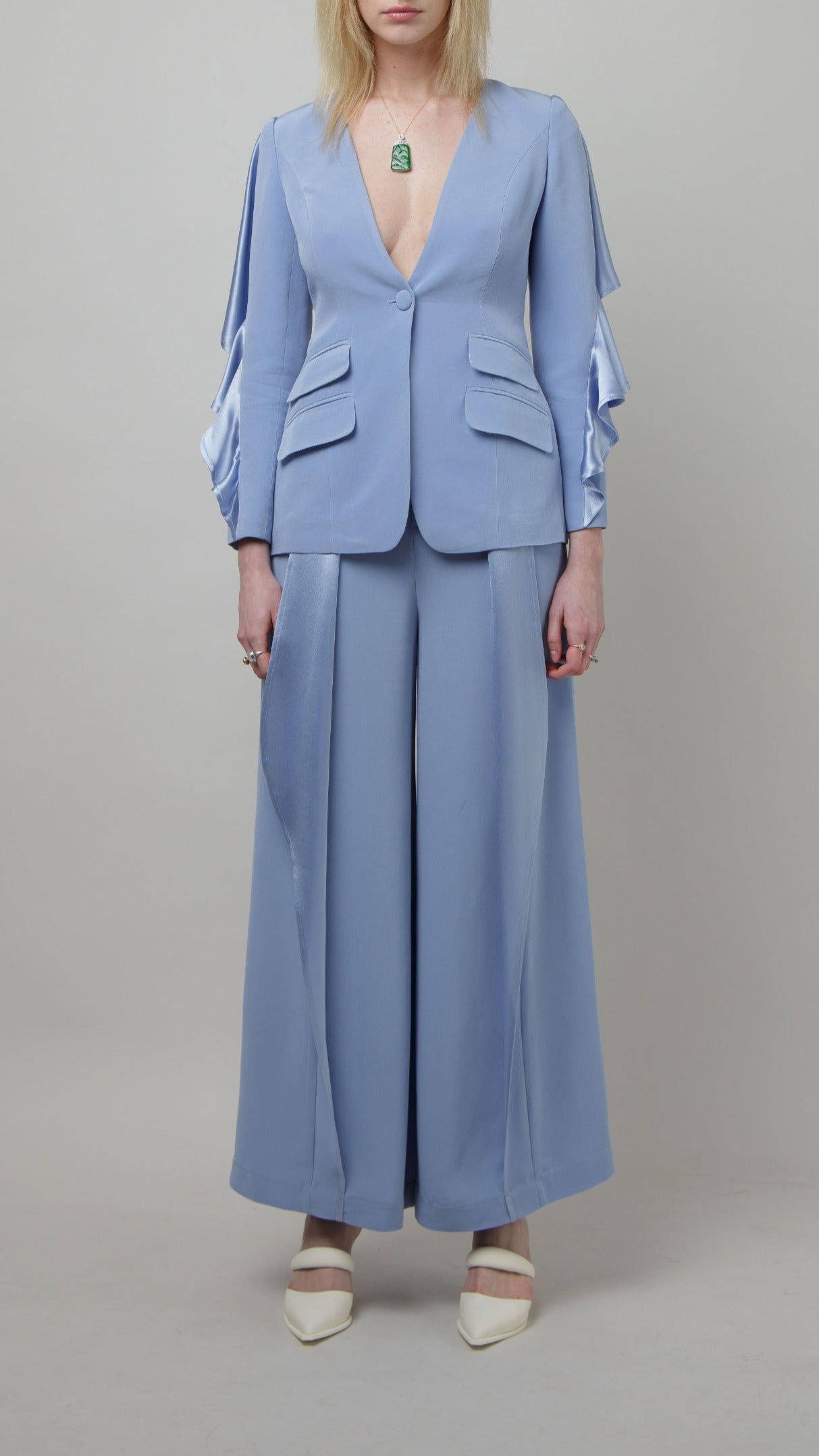 Signature Ruffle Suit Set in Powder Blue image 1