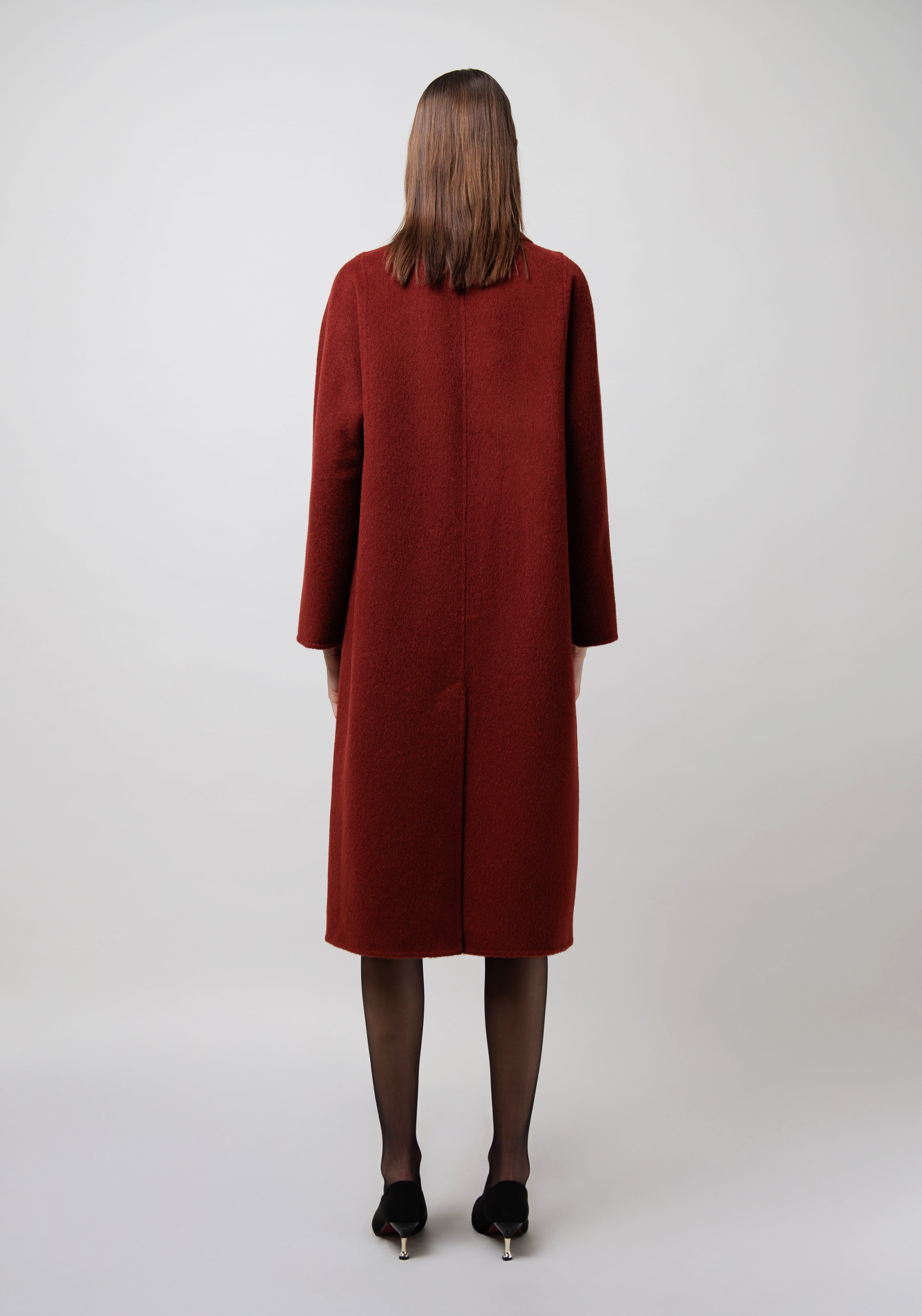 Double Breasted Camel Coat in Red image 4