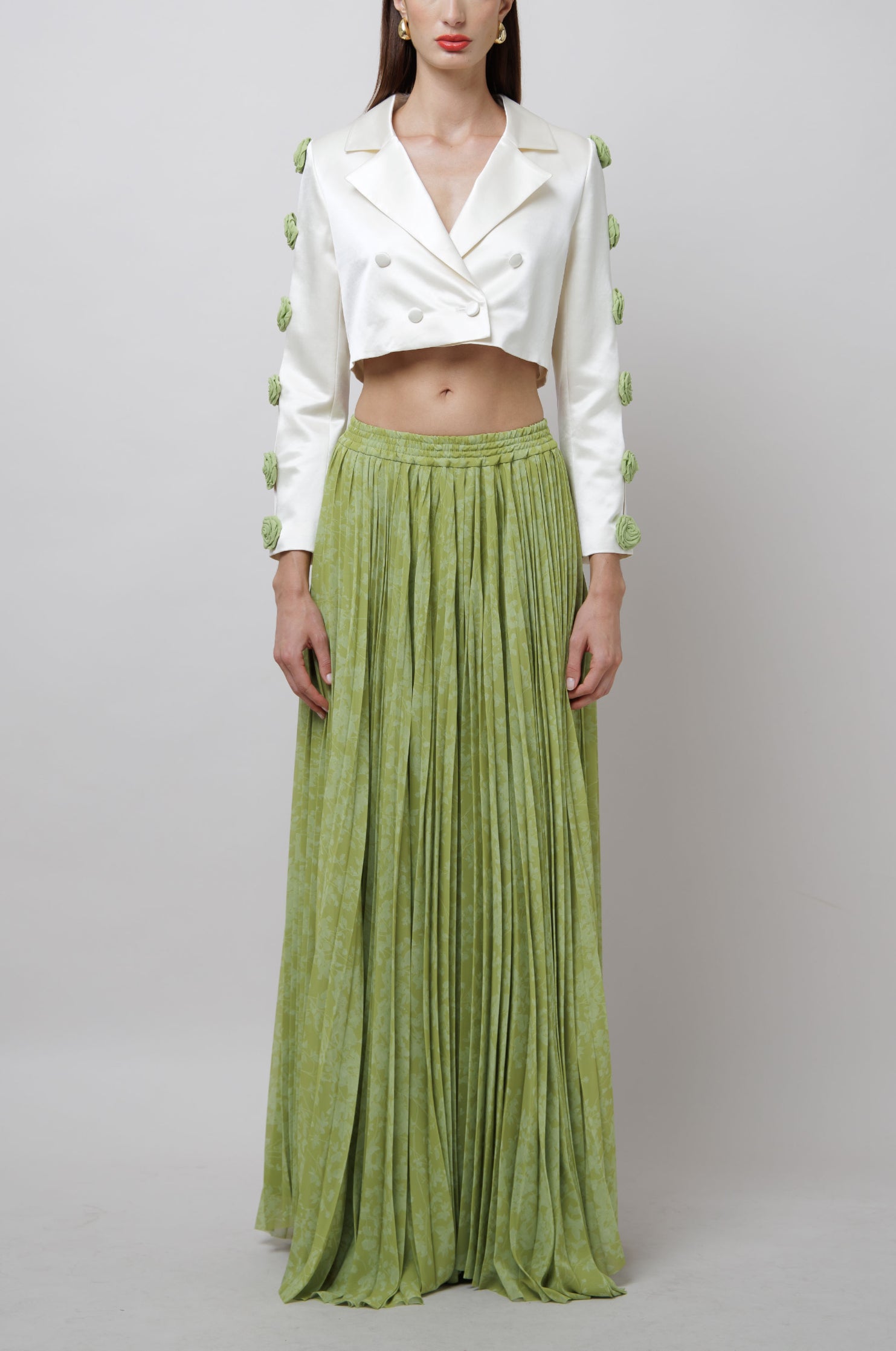 Silk Rose Sleeved Cropped Blazer image 1