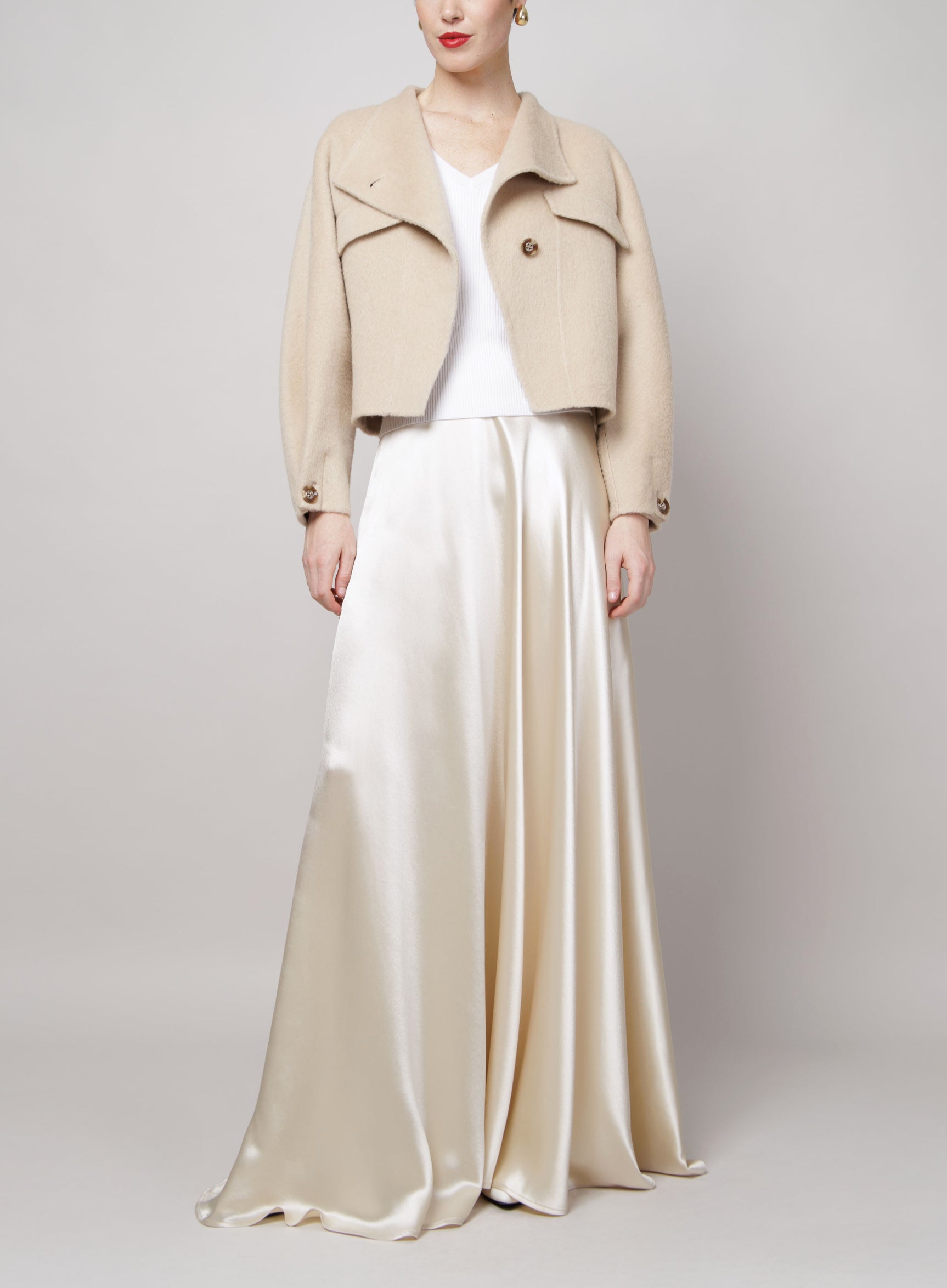 Bomber Camel Coat in White image 0