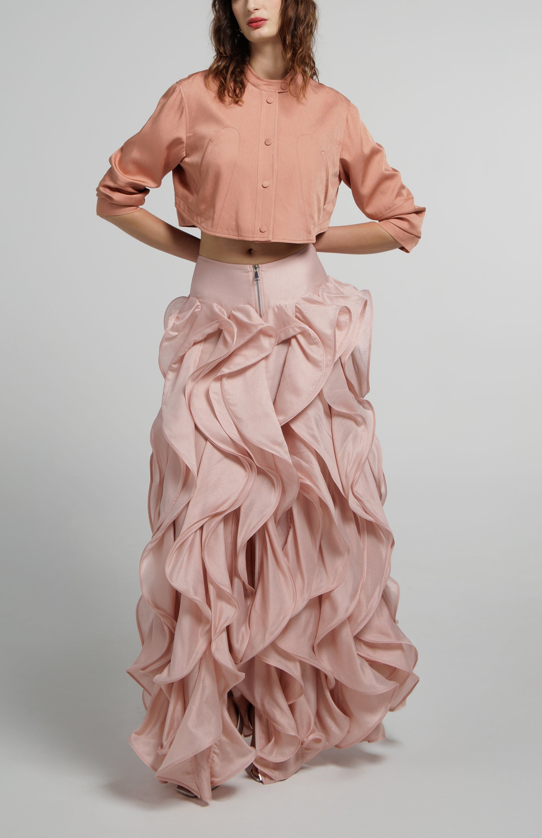 Cropped Collarless Jacket