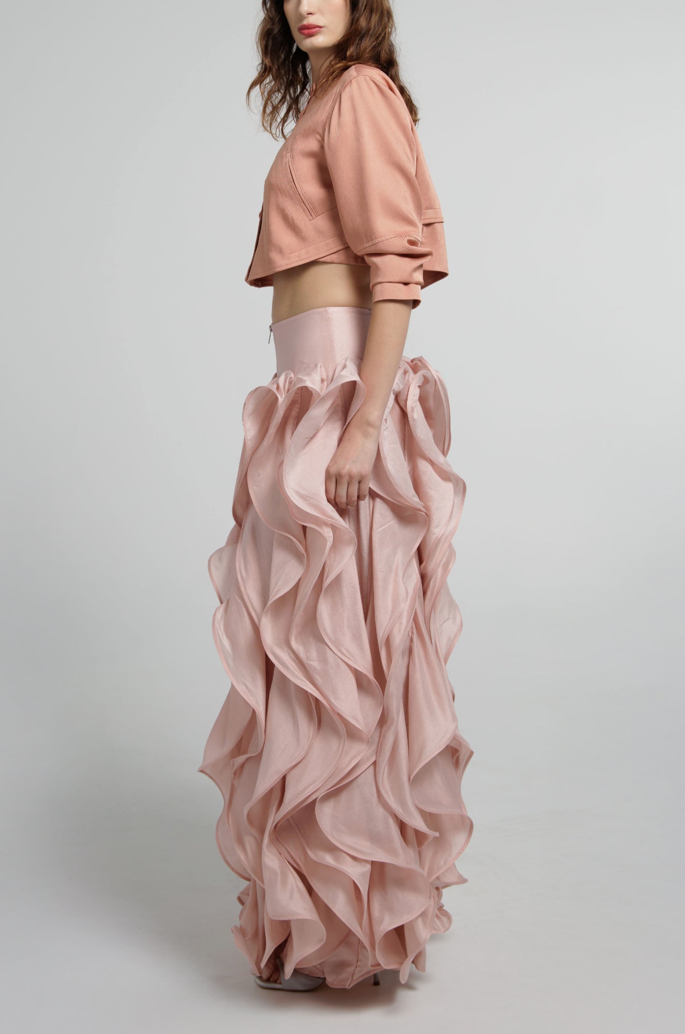 Pink Draped Sculptural Skirt