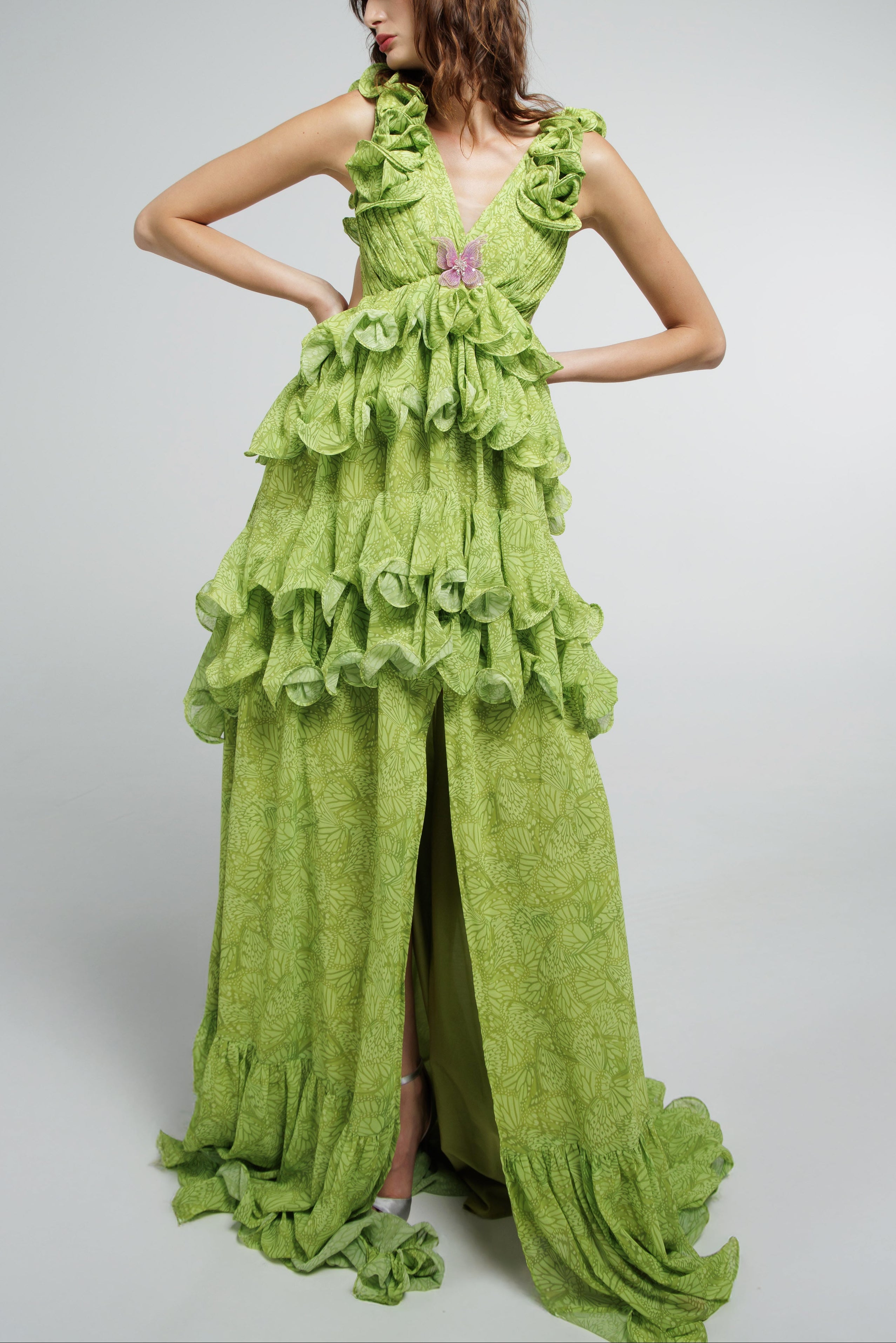 Embellished Plunge Gown