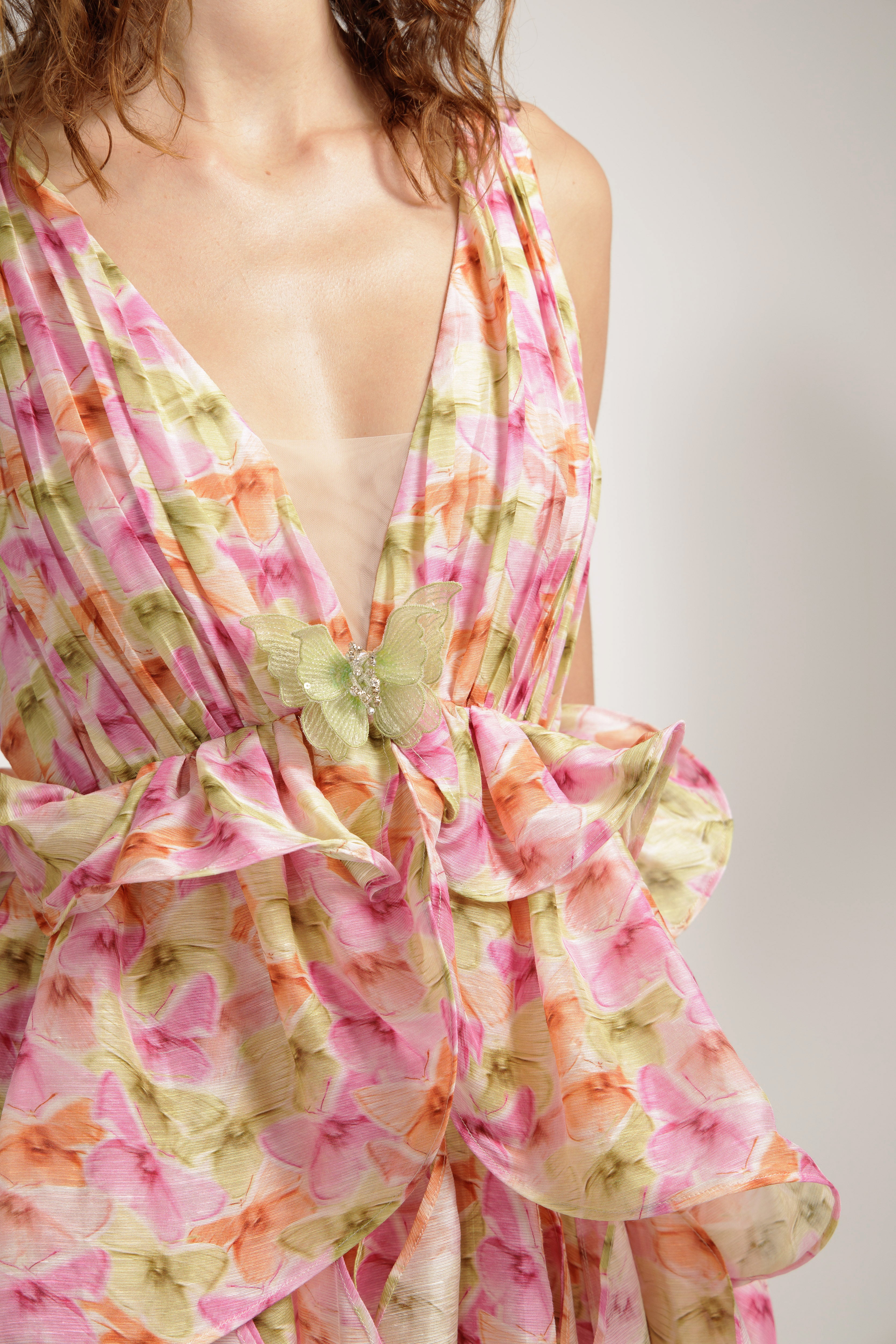 Floral Reverie Plunging Drift Gown