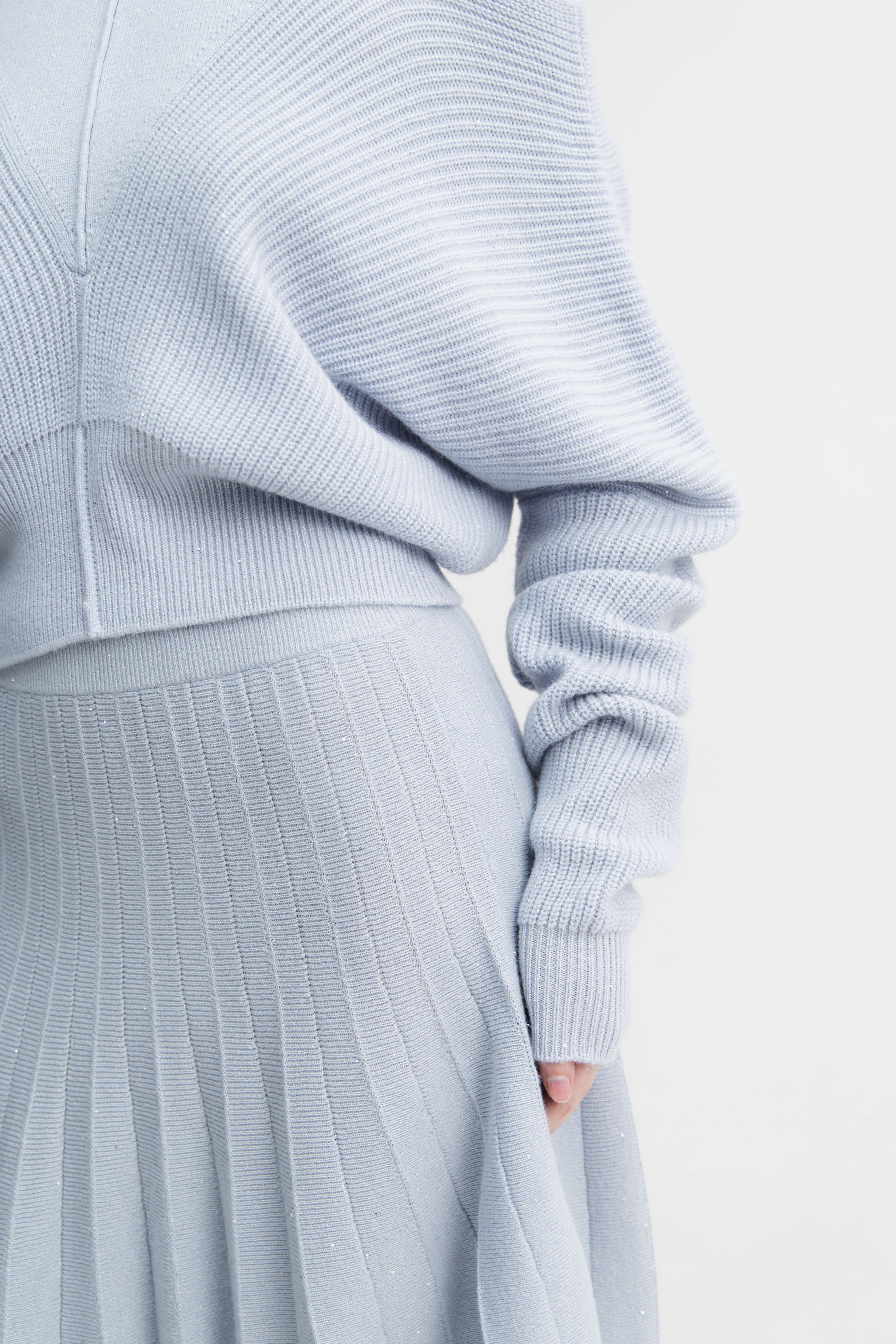 Pale Iris Pleated Knit Skirt