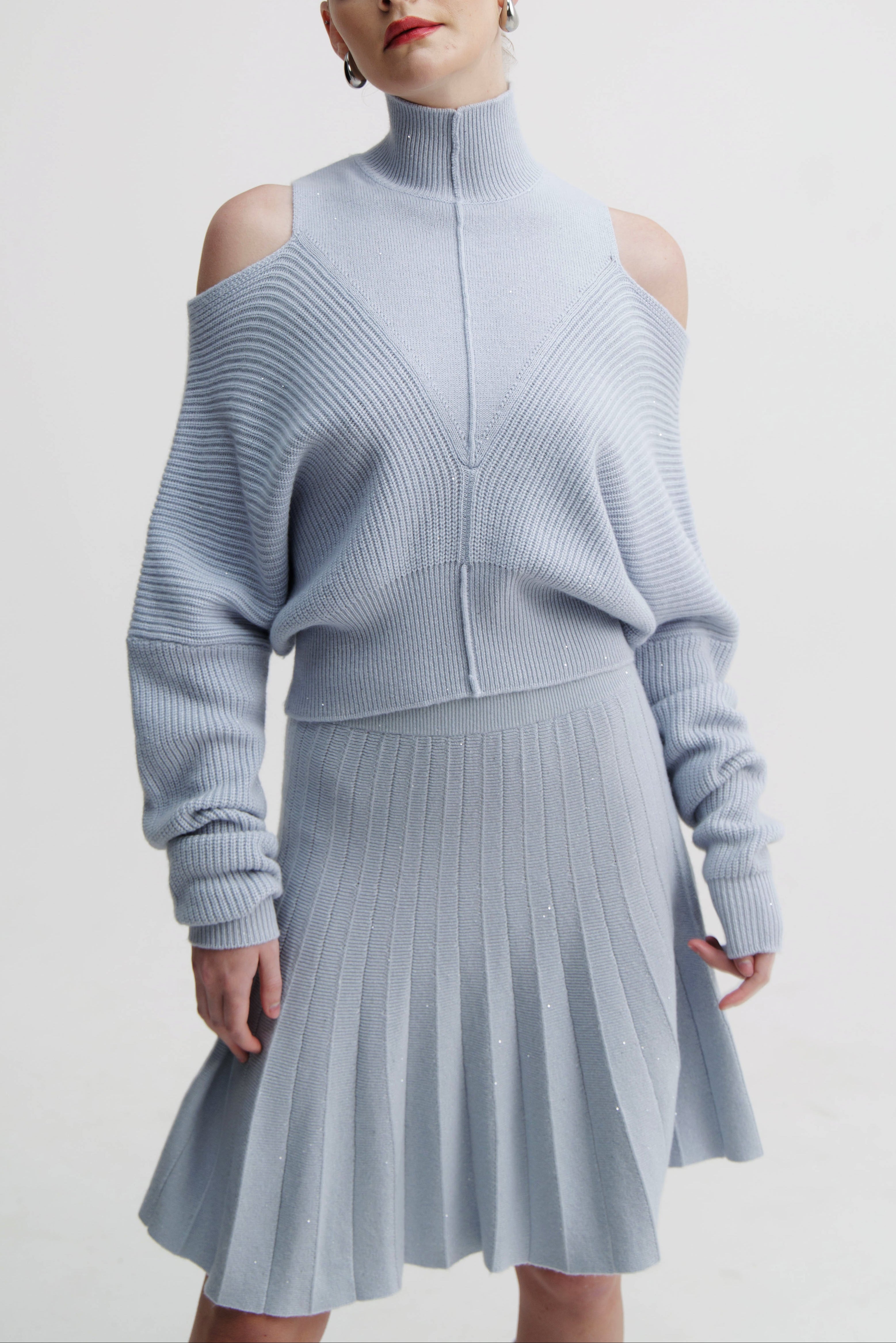 Pale Iris Cold Shoulder Knit