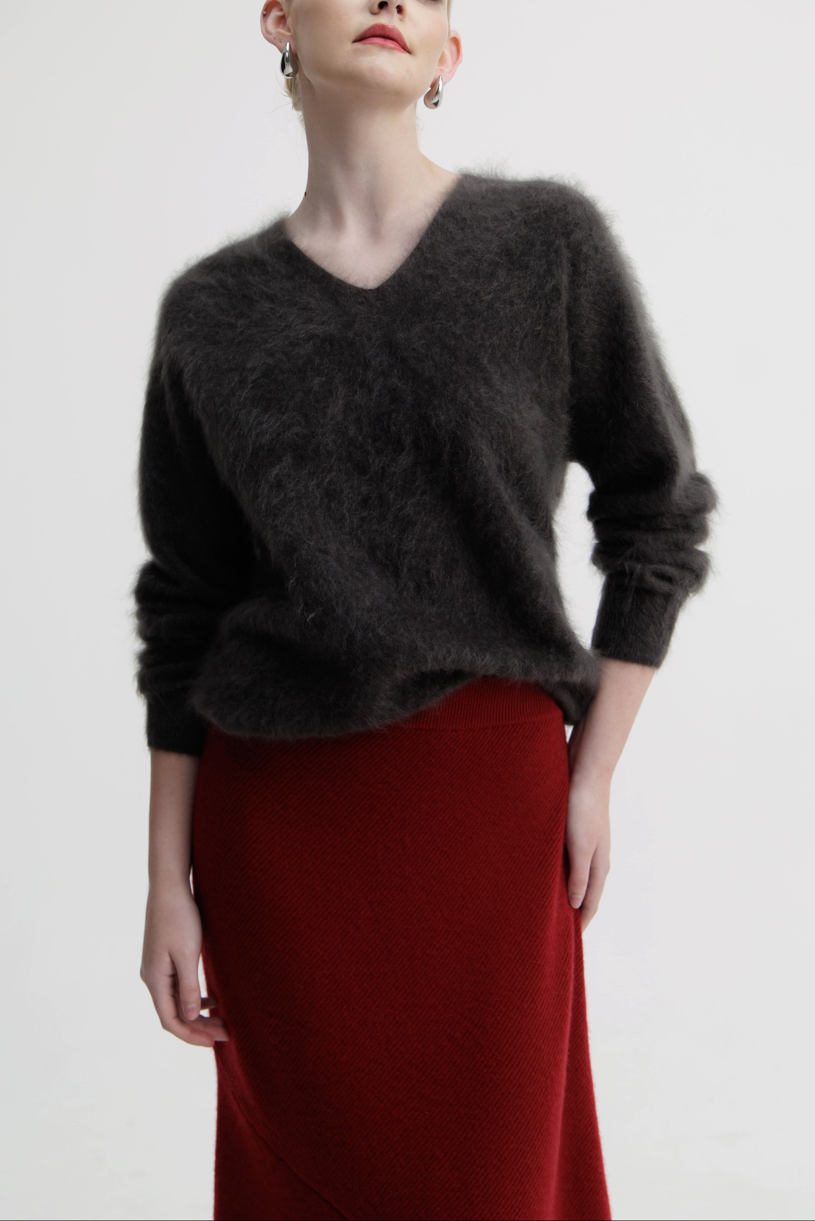 Midnight Orchid Brushed V-Neck Knit