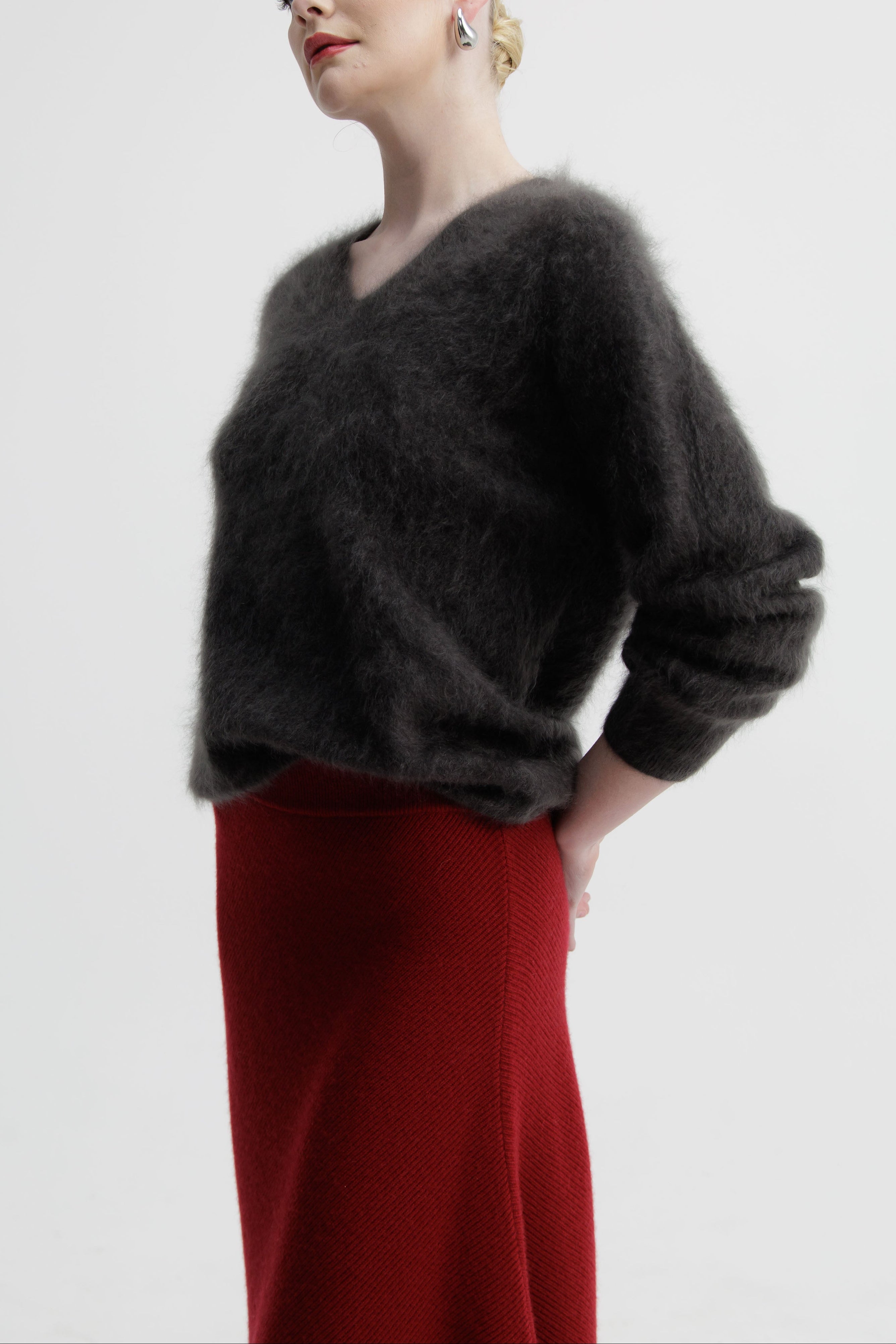 Midnight Orchid Brushed V-Neck Knit