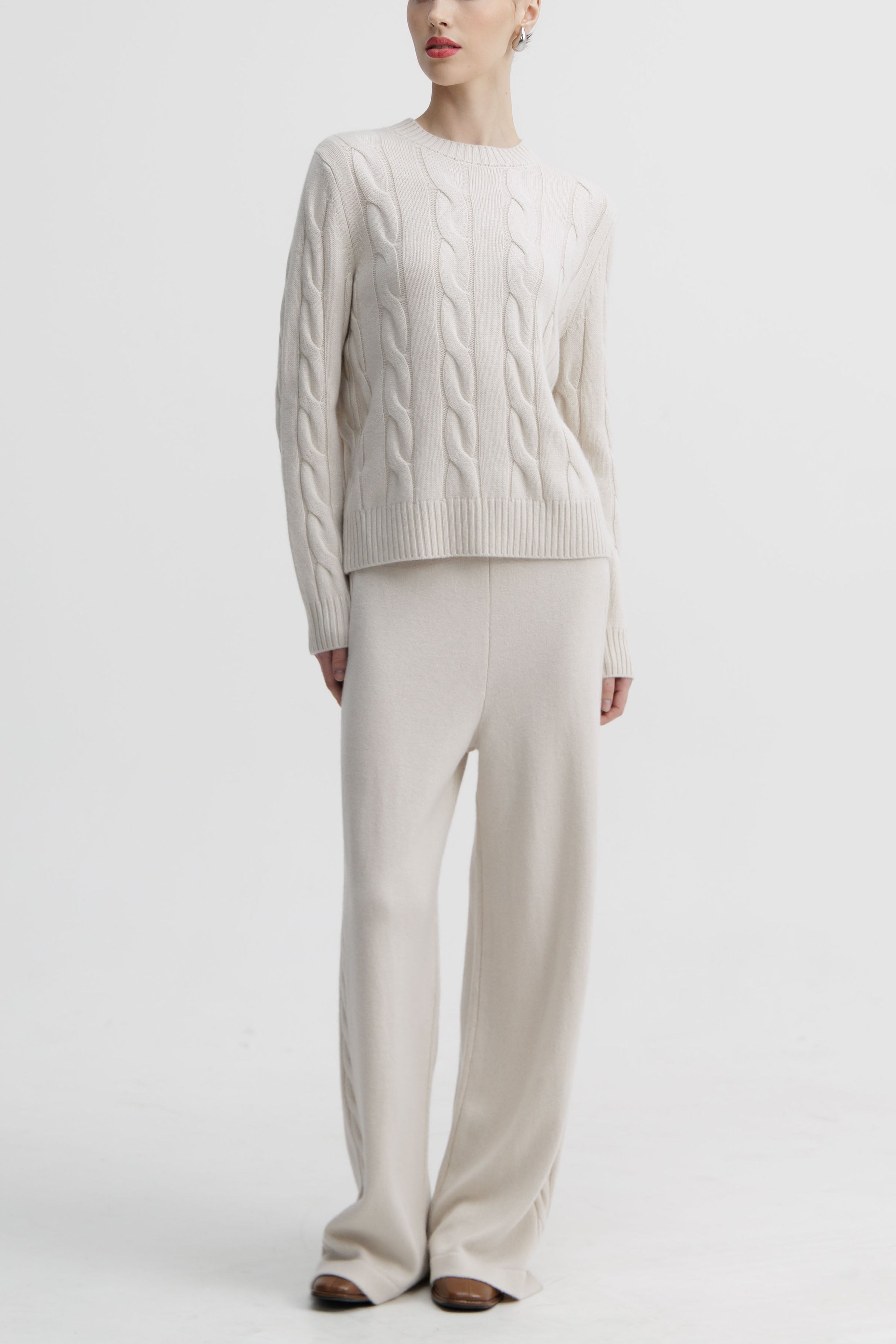 Camellia Cable Trim Knit Trouser