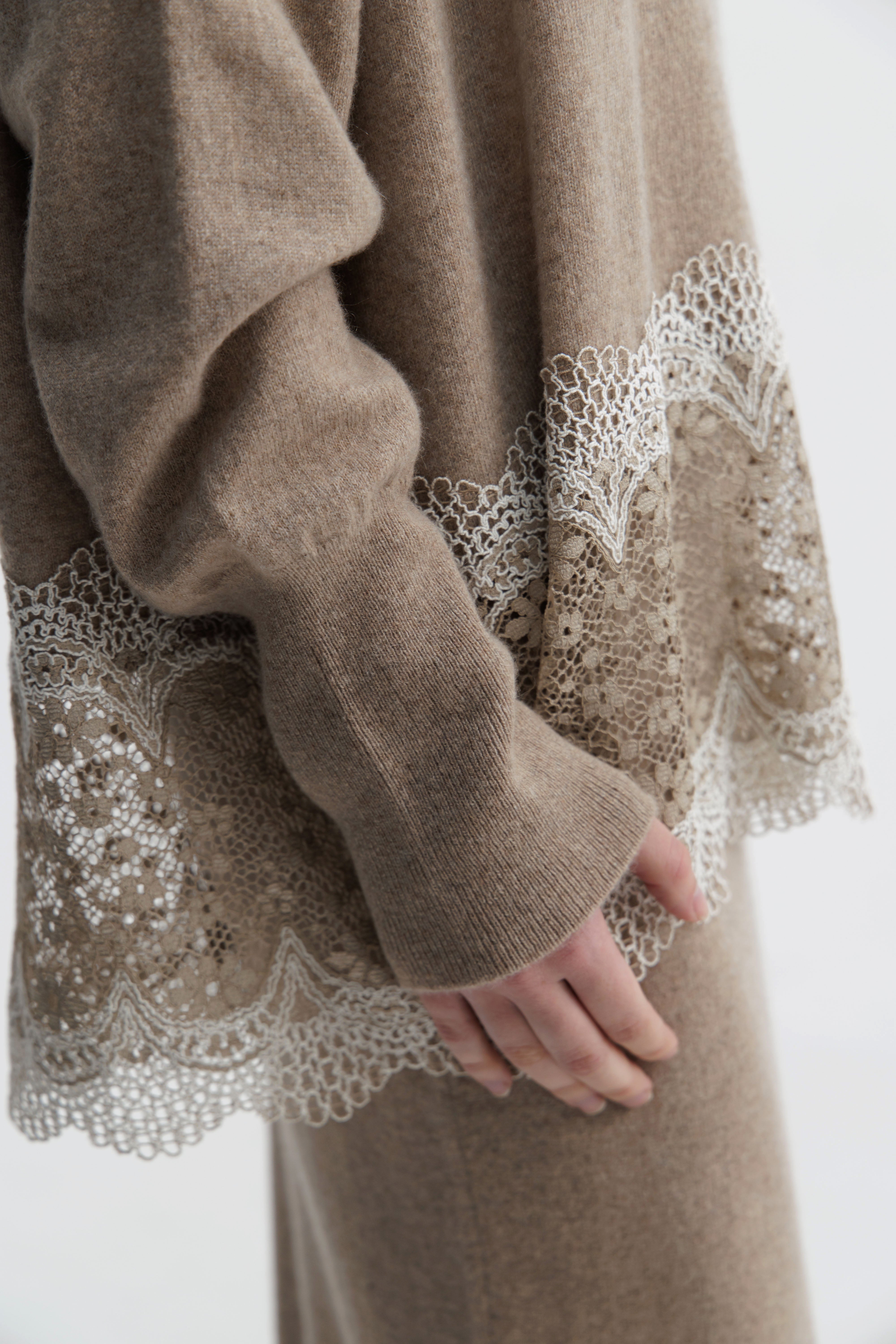 Warm Oat Ornate Lace Knit