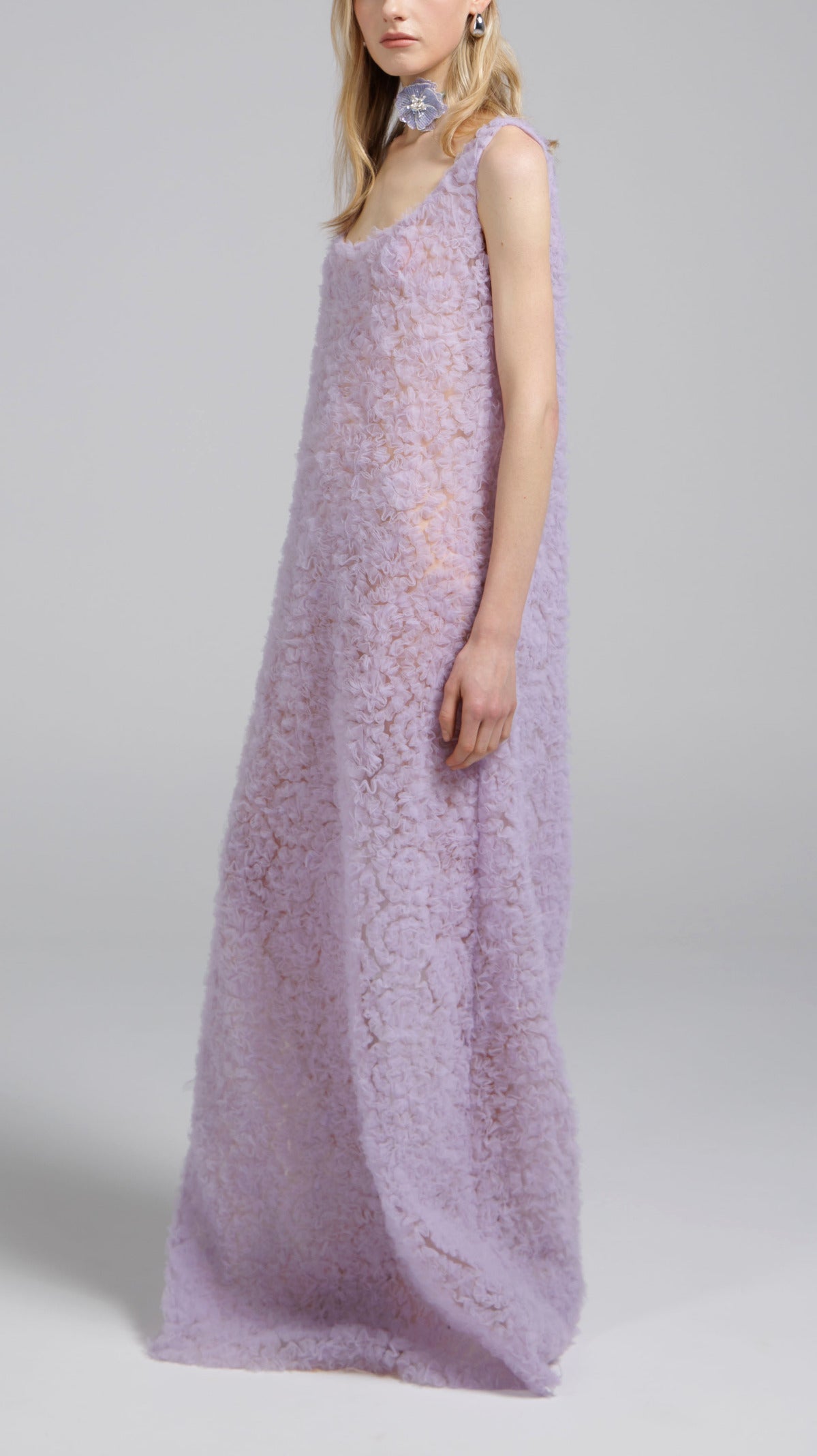 Purple Sheer Petal Maxi Dress