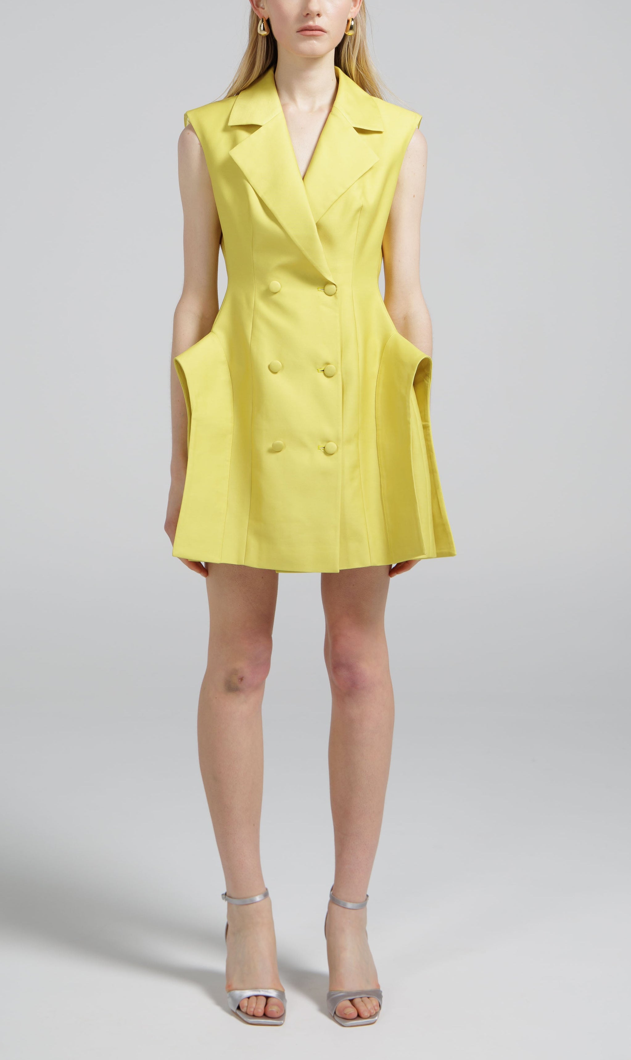 Yellow Sculpted Blazer Dress