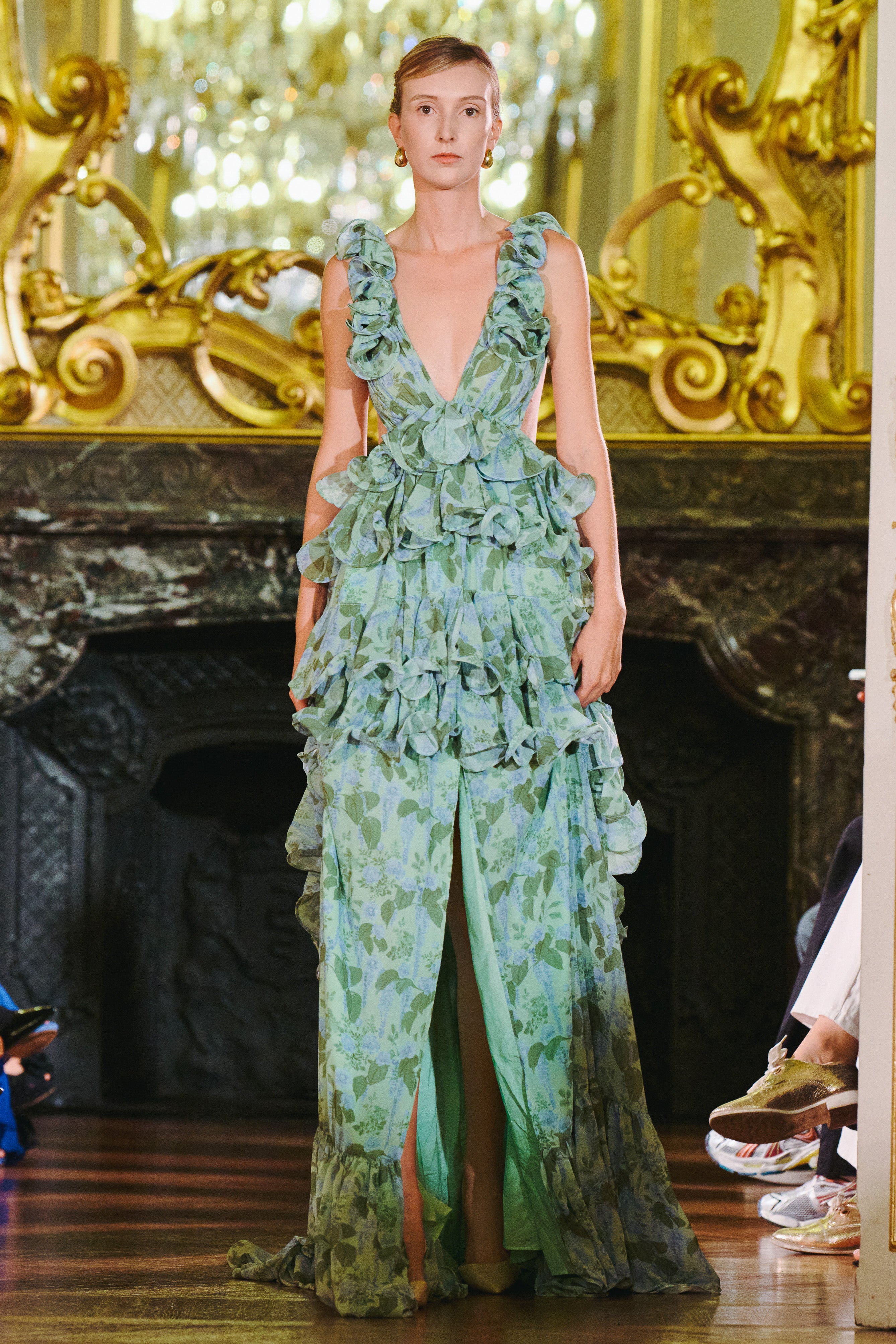 Floral Print Drift Plunge Gown