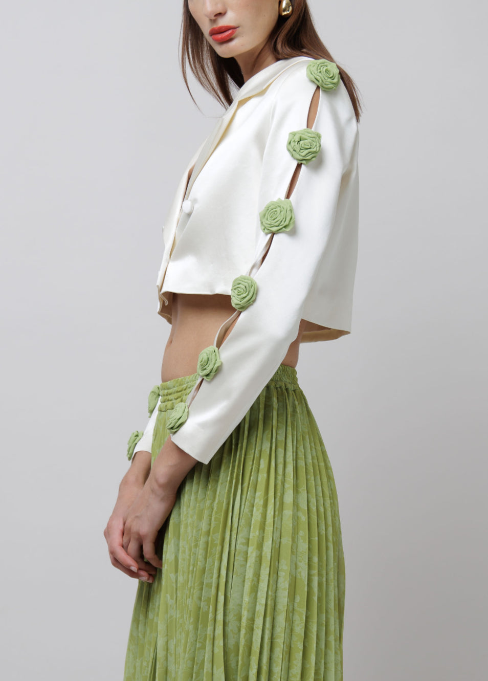 Silk Rose Sleeved Cropped Blazer image 0