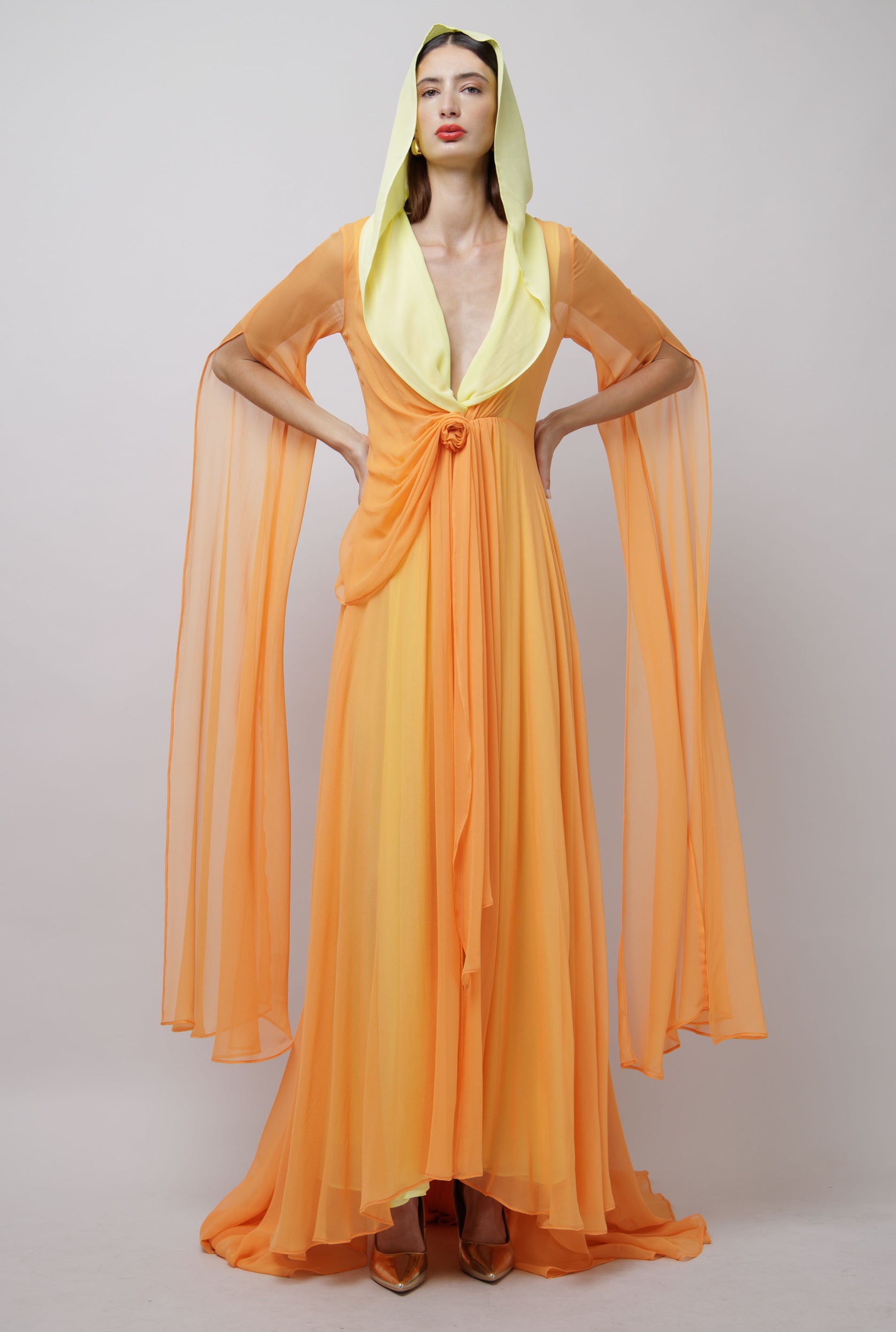 Draped two-tone gown image 1