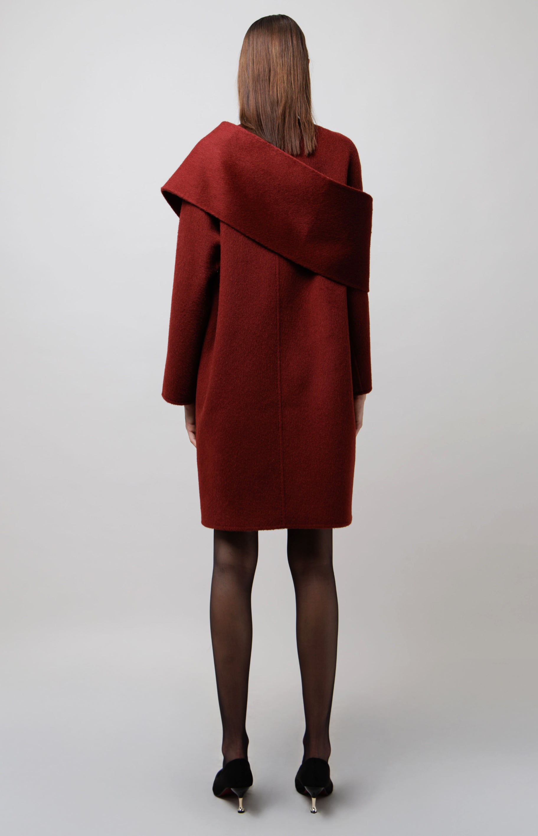 Statement Scarf Camel Coat in Red image 4